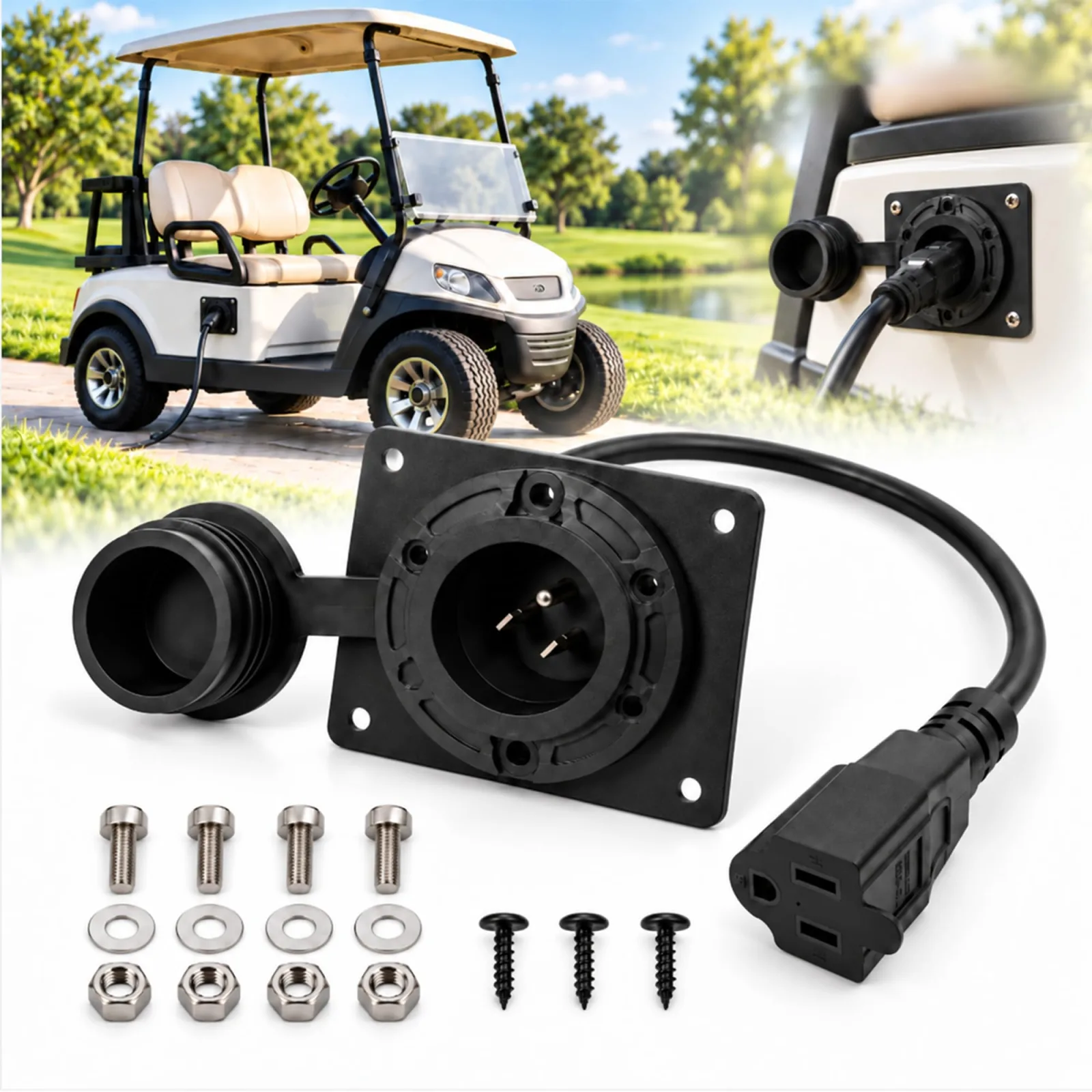 TFFUAM Golf Cart Charging Port Adapter 8574956342 — 120V Inlet