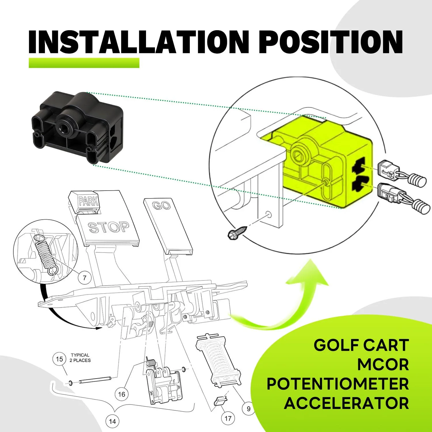 EZAPEX MCOR2 Throttle Potentiometer for Club Car Precedent image 3