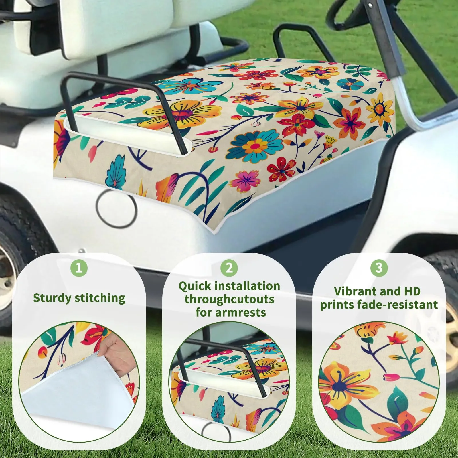 Tiveruda Floral Wildflowers Golf Cart Seat Cover image 3
