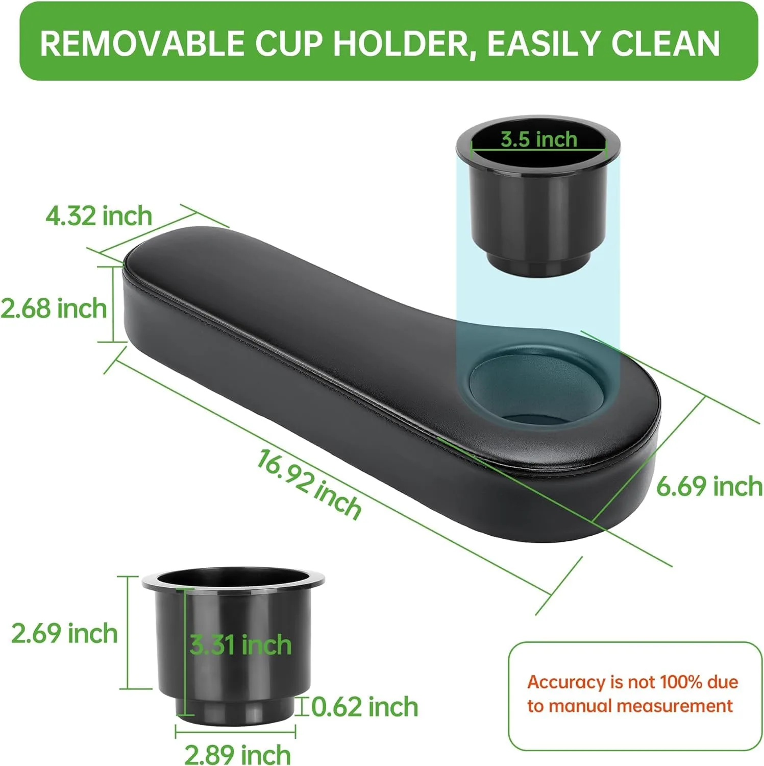 10L0L Golf Cart Cup Inserts for Armrests, Black Pair image 3