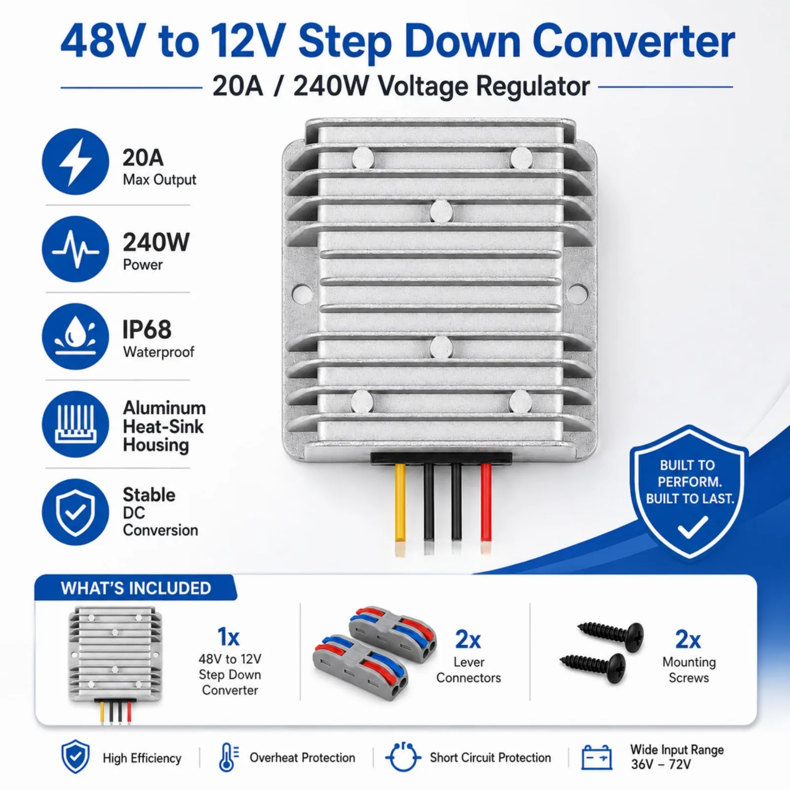 Funayama FY-4812-20A 36V/48V to 12V Golf Cart Converter image 2