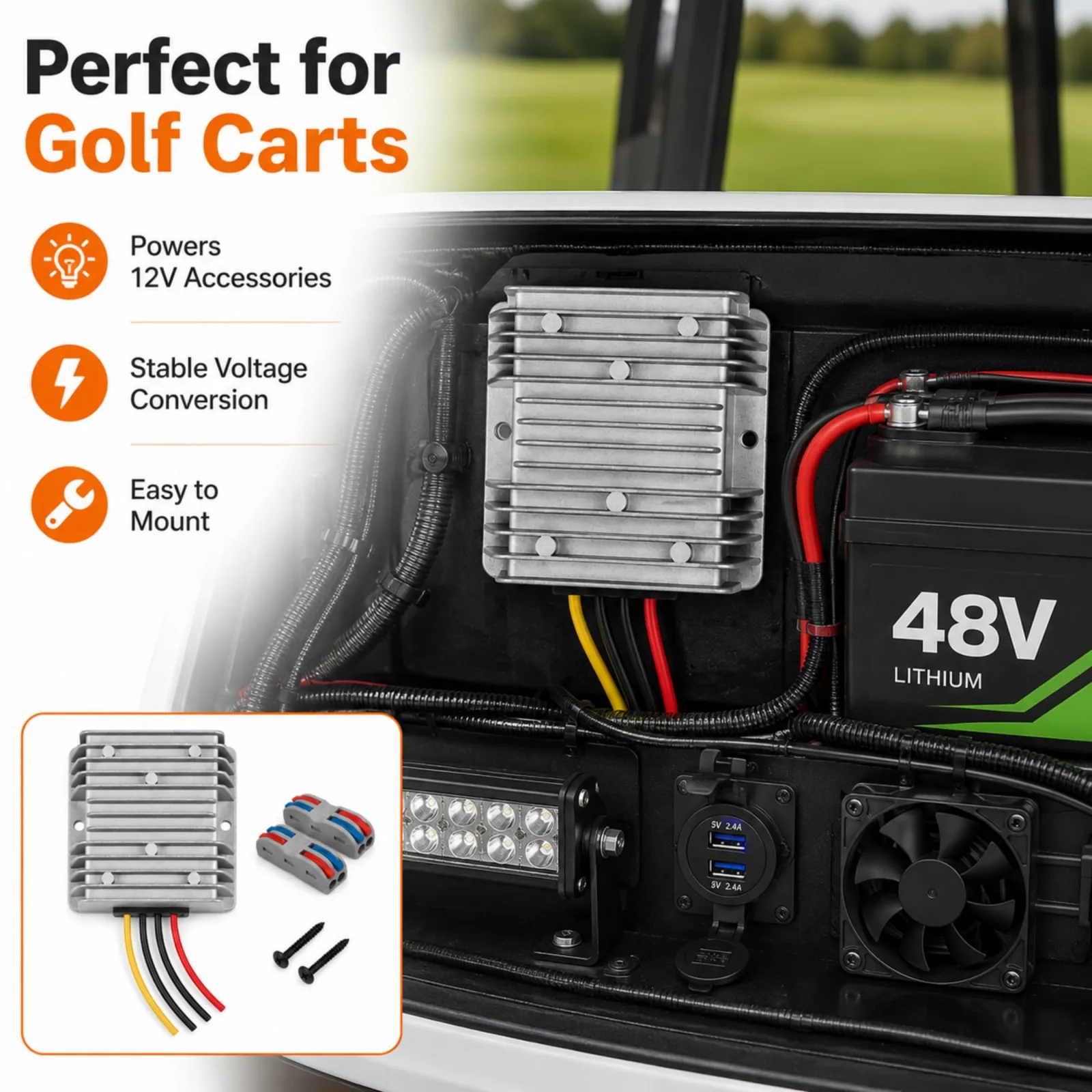Funayama FY-4812-20A 36V/48V to 12V Golf Cart Converter image 4