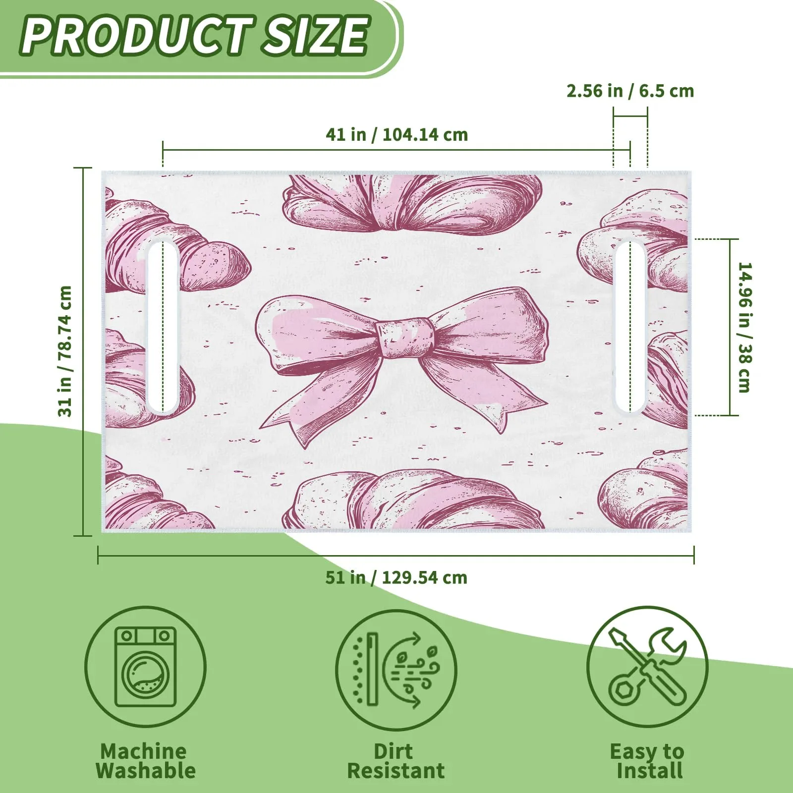 Tiveruda Pink Bow Knot Golf Cart Seat Cover 51 x 31 in image 2