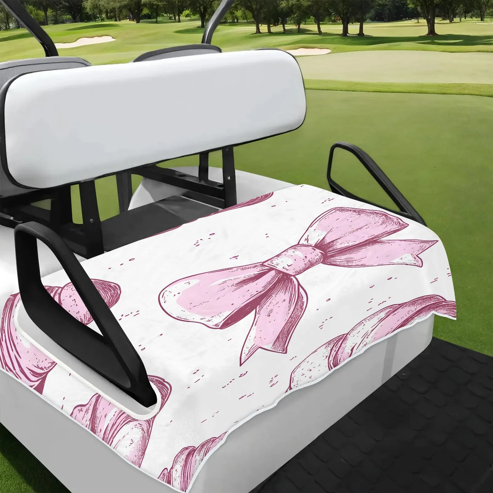 Tiveruda Pink Bow Knot Golf Cart Seat Cover 51 x 31 in
