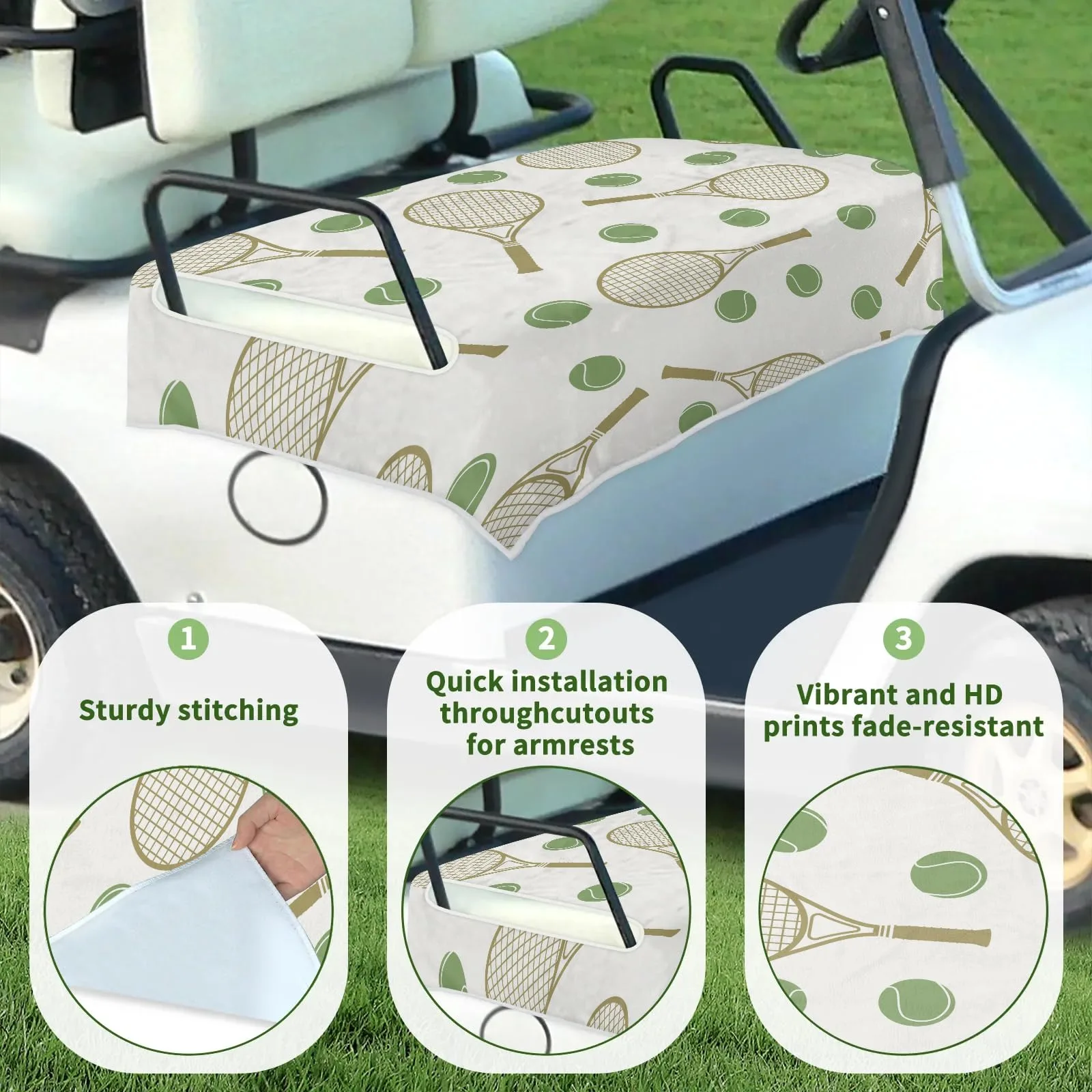 Tiveruda Golf Cart Seat Cover for Double Seats, 51 x 31 in. image 3