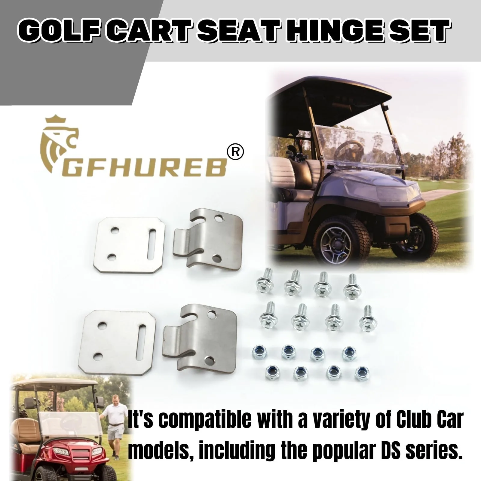 GFHUREB Seat Hinge Set for Club Car DS Golf Carts image 4