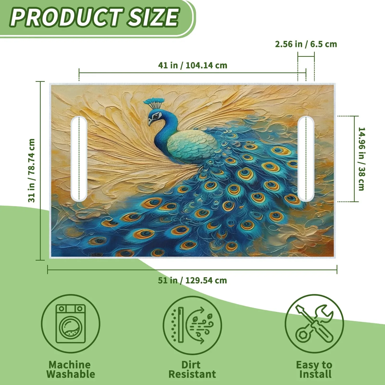 Tiveruda Peacock Pattern Golf Cart Seat Cover 51 x 31 in image 2
