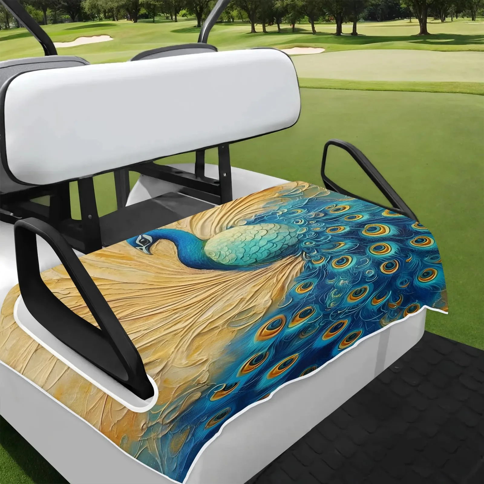 Tiveruda Peacock Pattern Golf Cart Seat Cover 51 x 31 in