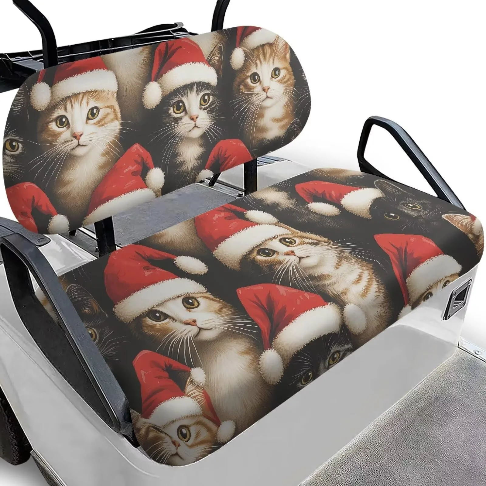 Quidrwyo Christmas Cat Golf Cart Seat Cover Set