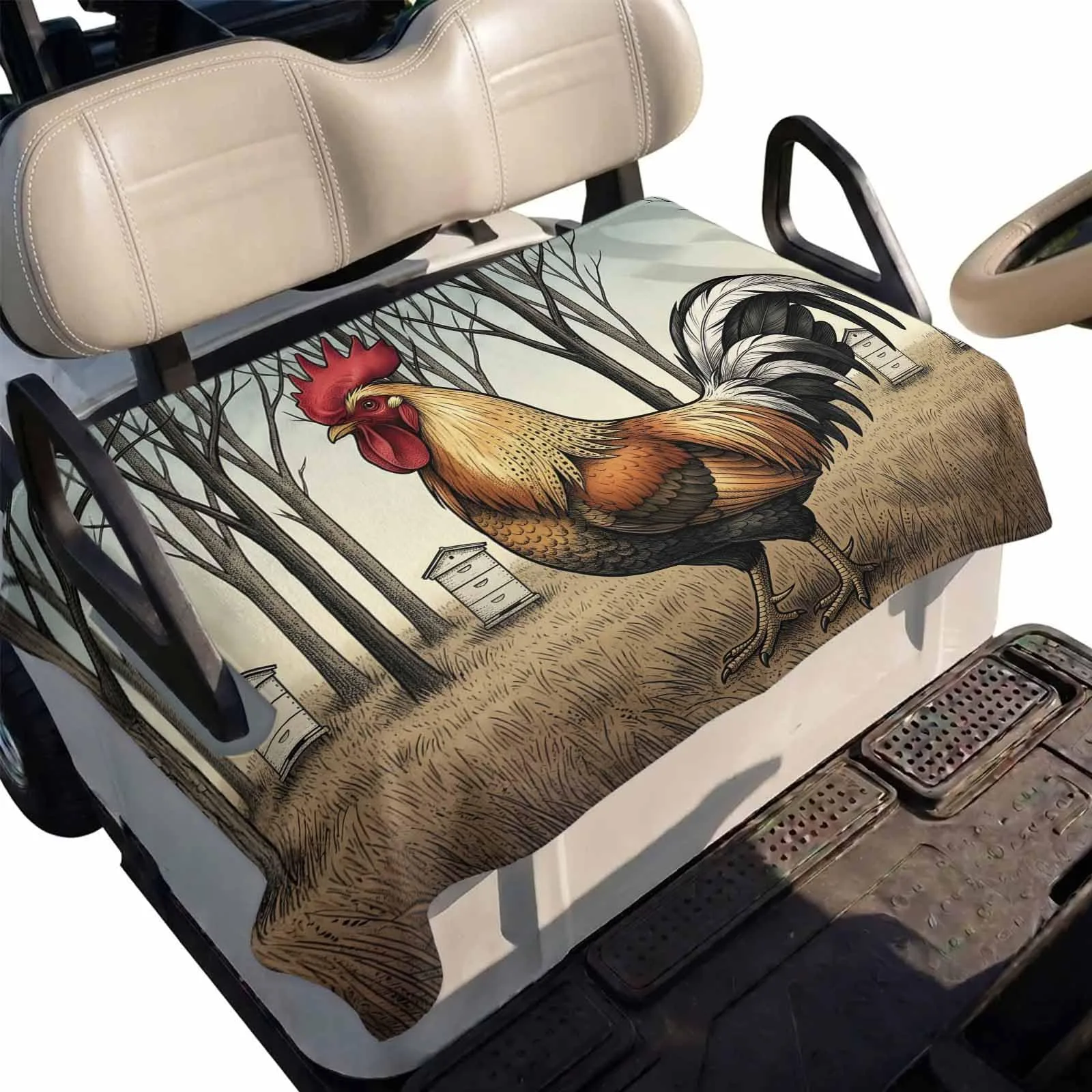 DecorLovee Rustic Chicken Golf Cart Seat Cover 51 x 31 in