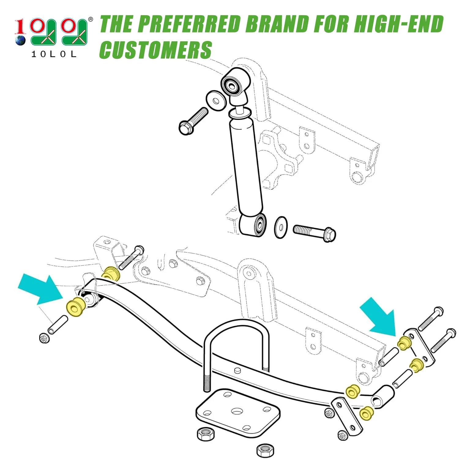 10L0L Rear Leaf Spring Bushing Kit for E-Z-GO RXV image 2