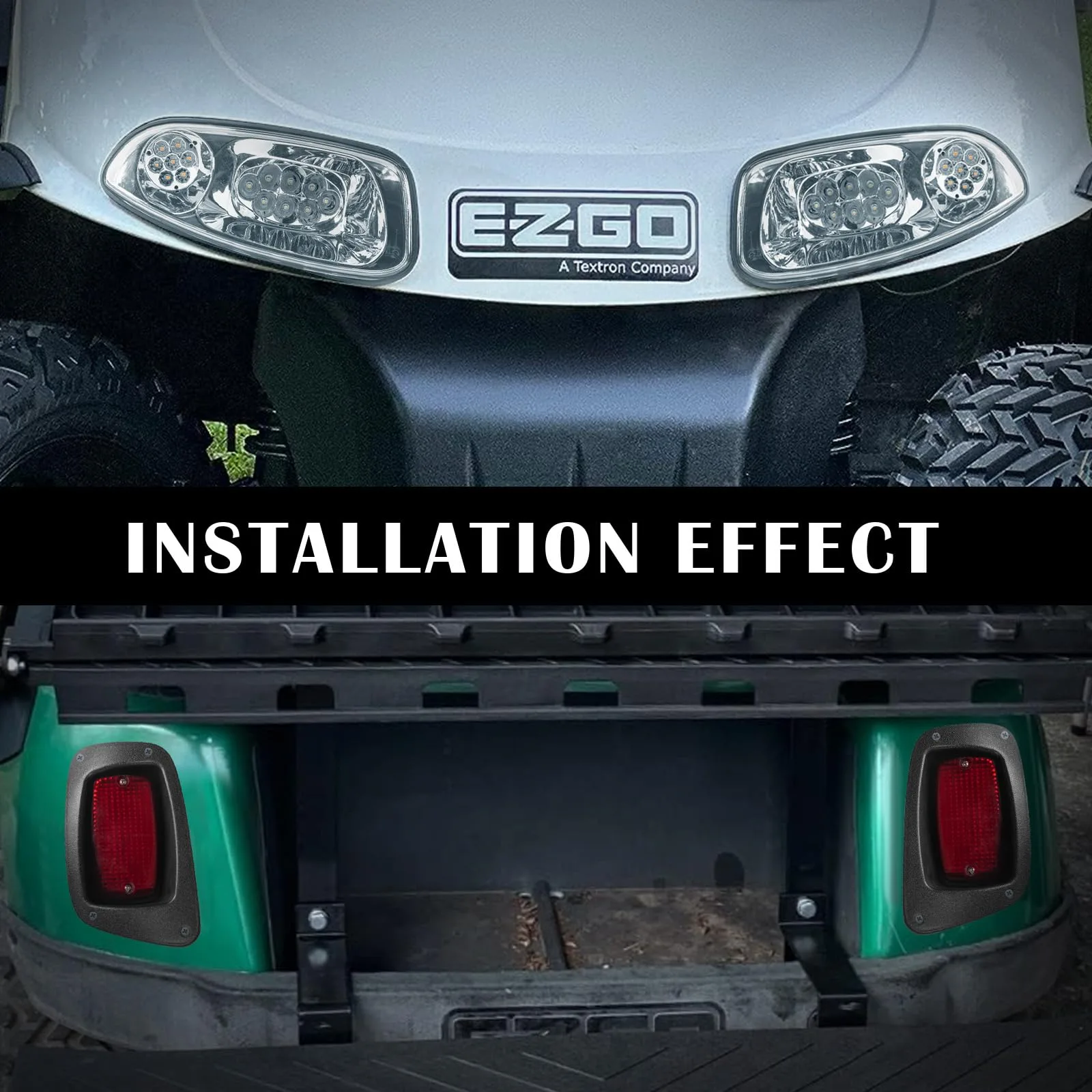 EZGO RXV 2016+ LED Deluxe Light Kit 12-48V, LED Headlight, Taillight, Main Upgraded Wiring Harness, Standard Turn Signal Switch, Horn, Steering Wheel Column Cover, Mechanical Brake Switch image 3