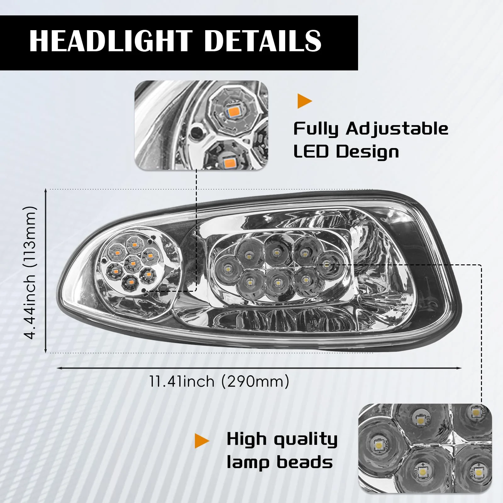 EZGO RXV 2016+ LED Deluxe Light Kit 12-48V, LED Headlight, Taillight, Main Upgraded Wiring Harness, Standard Turn Signal Switch, Horn, Steering Wheel Column Cover, Mechanical Brake Switch image 4
