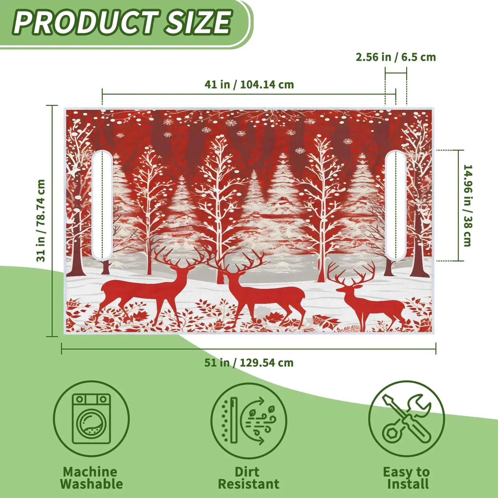 Christmas Deer Tree Golf Cart Seat Covers Non-Slip Universal Towel Blanket for 2-Person Seats Golf Cart Accessories 51" x 31" image 2