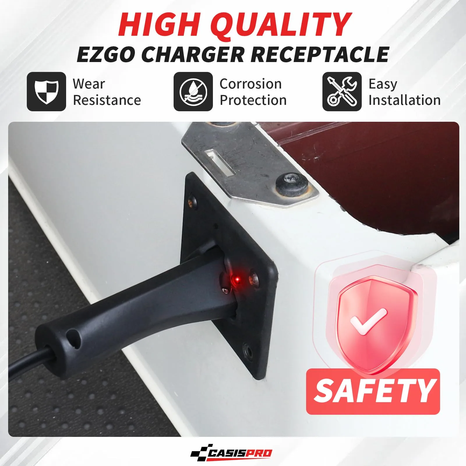 48V Golf Cart Charger Receptacle for EZGO RXV 2008-UP & 2Five 2010-UP Delta-Q, EZGO Charging Port with Wires, OEM# 602529 image 4