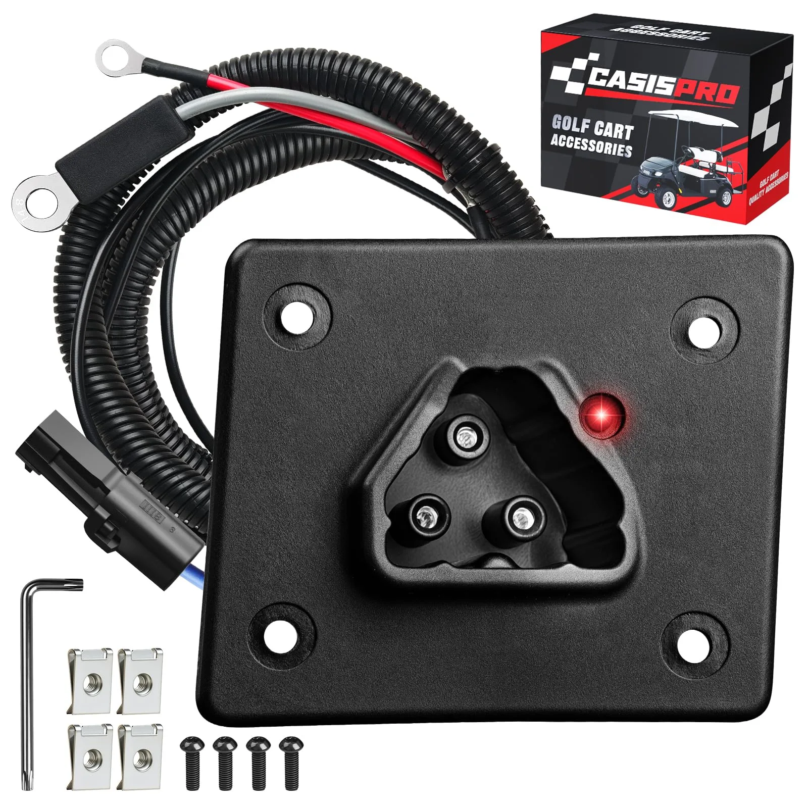 48V Golf Cart Charger Receptacle for EZGO RXV 2008-UP & 2Five 2010-UP Delta-Q, EZGO Charging Port with Wires, OEM# 602529