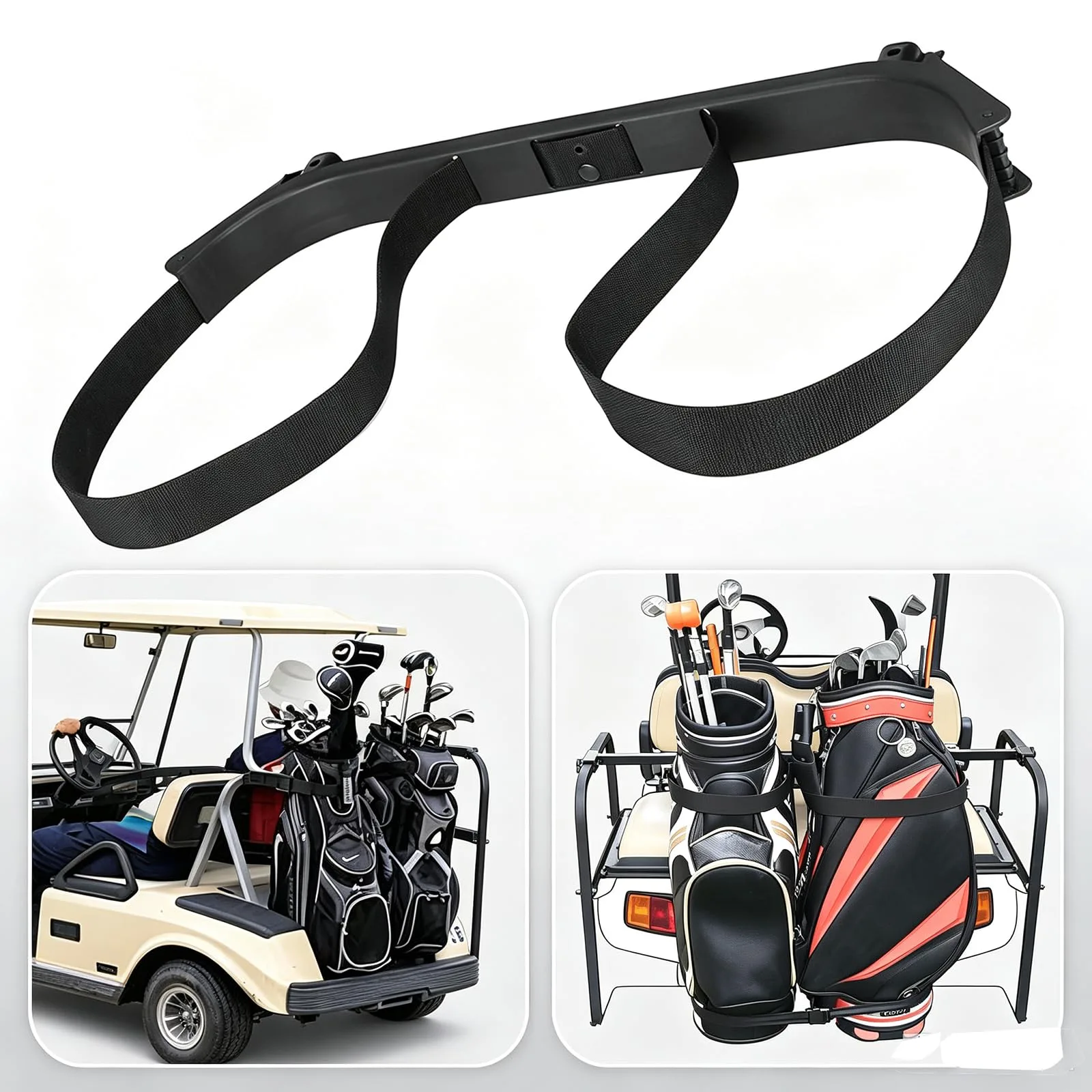 Golf Cart Bag Holder Club Car DS 1987-Up Black image 2