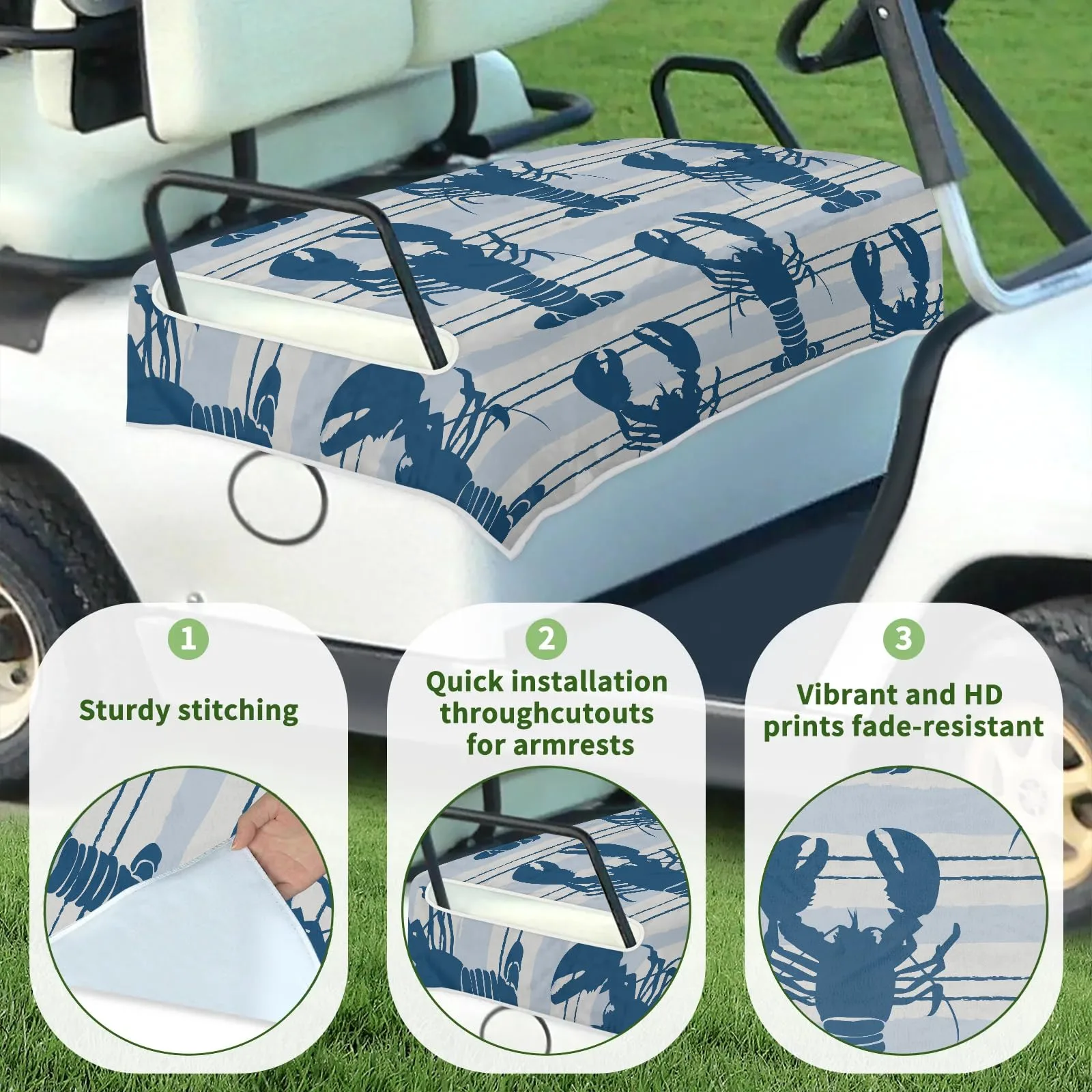 Tiveruda 51" x 31" Retro Plaid Universal Golf Cart Seat Cover image 3