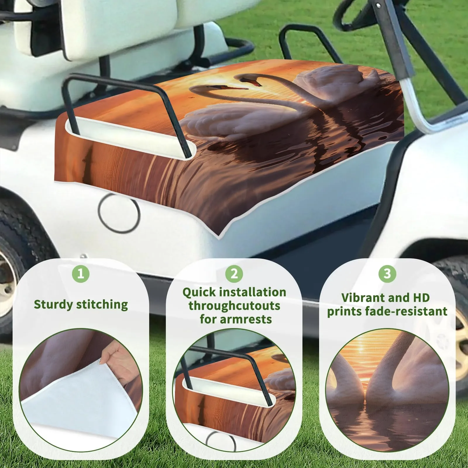 Tiveruda Golf Cart Seat Cover for Double Seats 51 x 31 in image 3