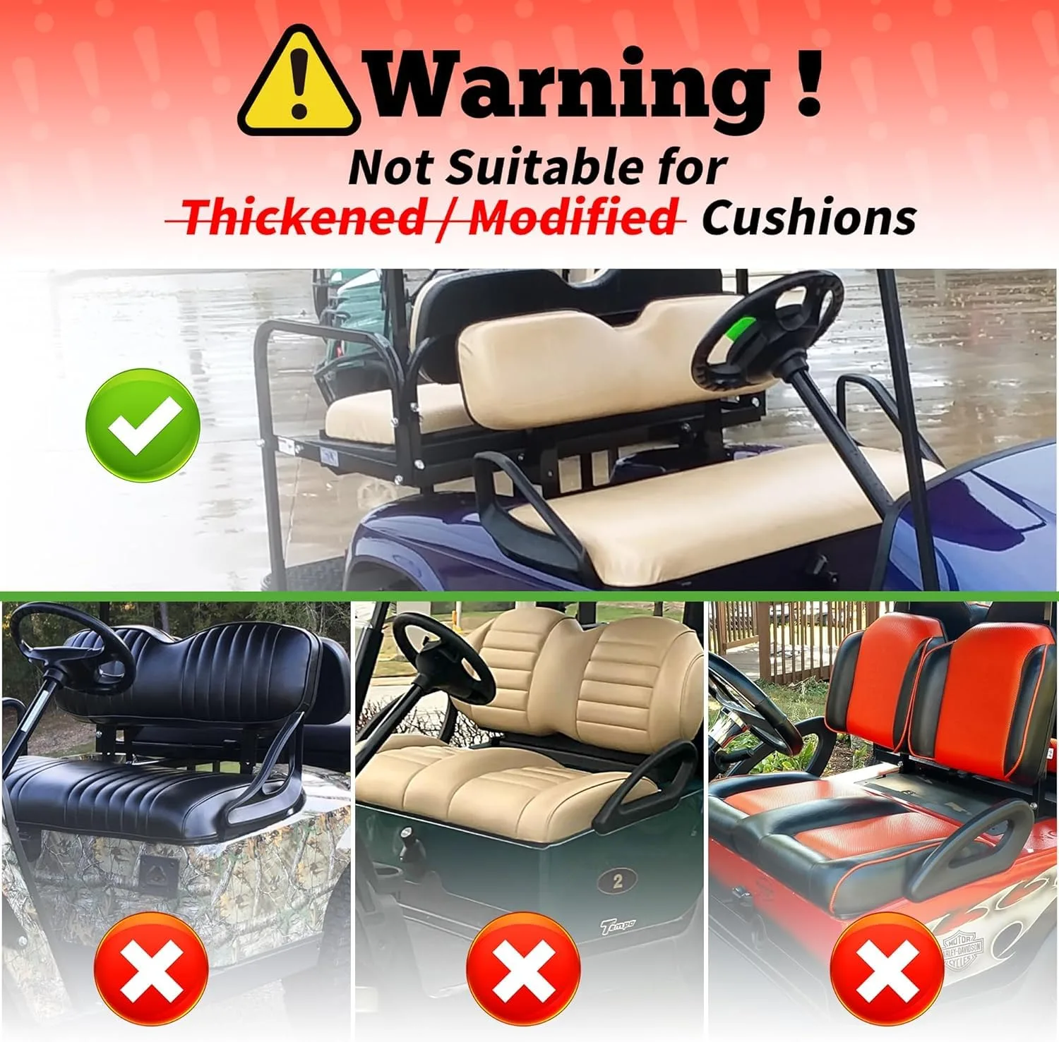 10L0L Golf Cart Front & Rear Seat Covers for Club Car and Yamaha image 4
