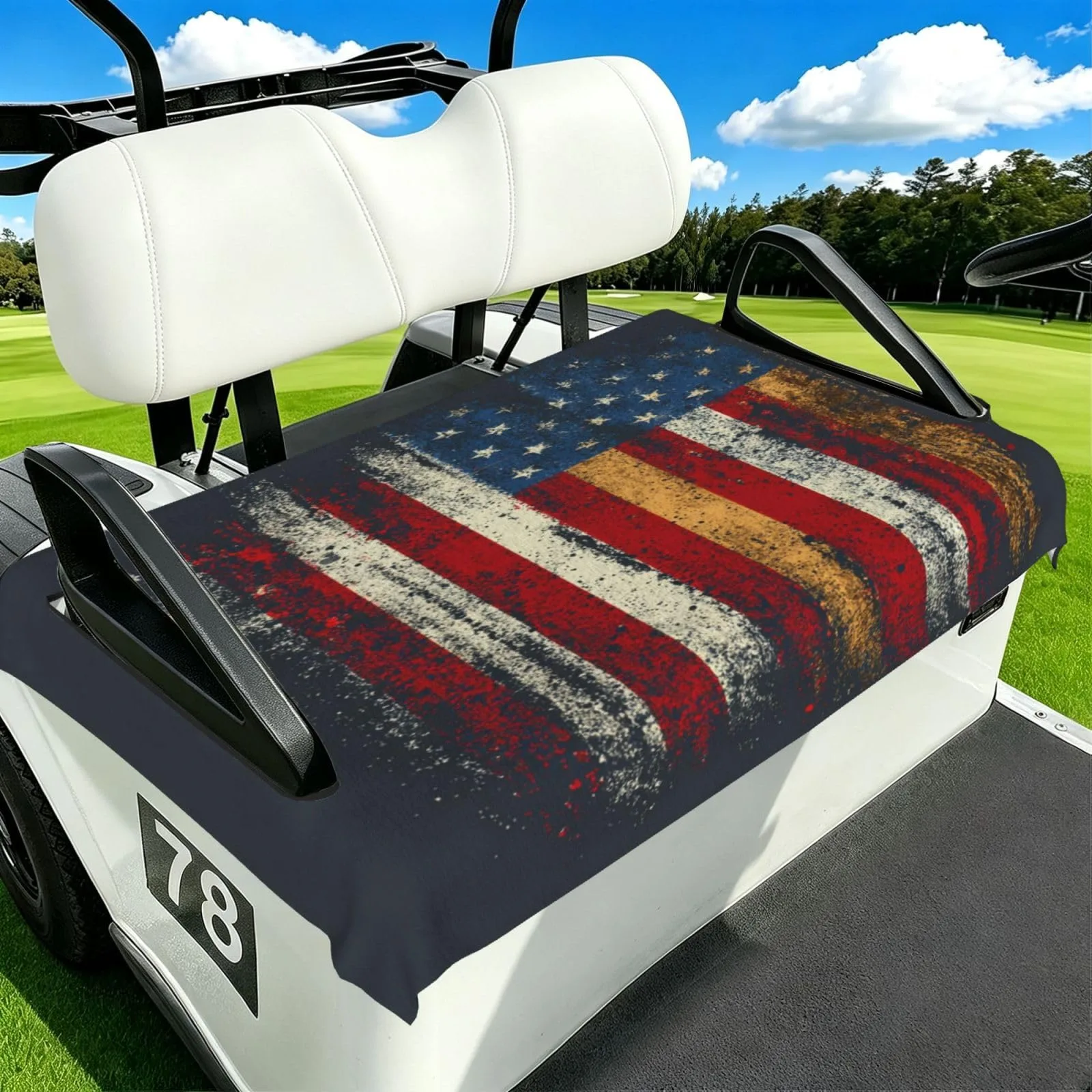 HOYYU American Flag Golf Cart Seat Cover Blanket