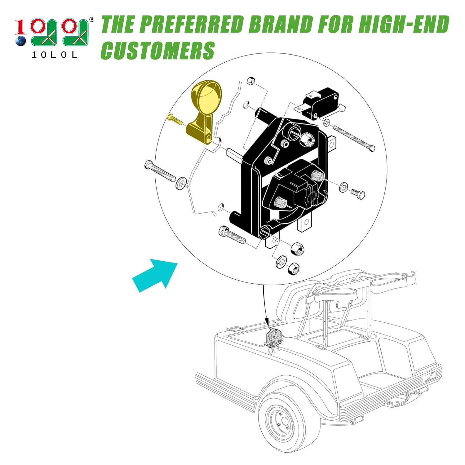 10L0L Club Car 48V Forward Reverse Switch Handle image 2