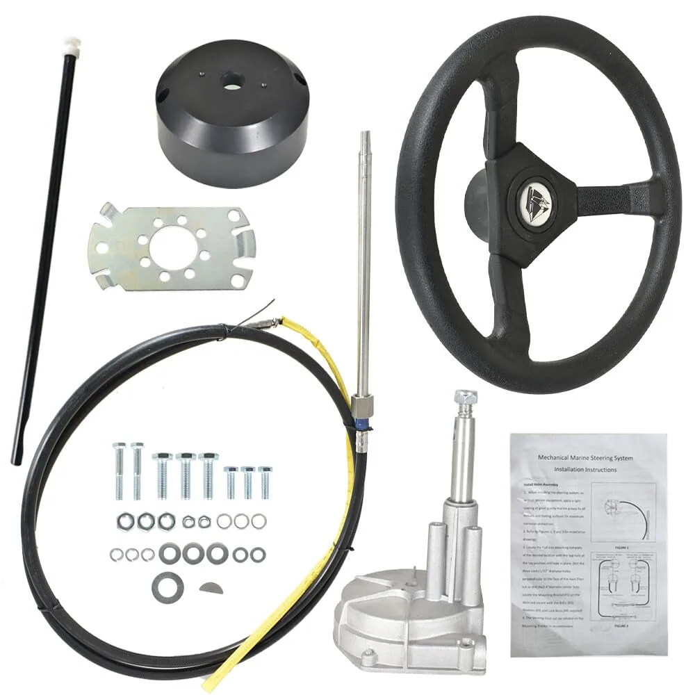 10-Foot Marine Rotary Steering Cable with Wheel