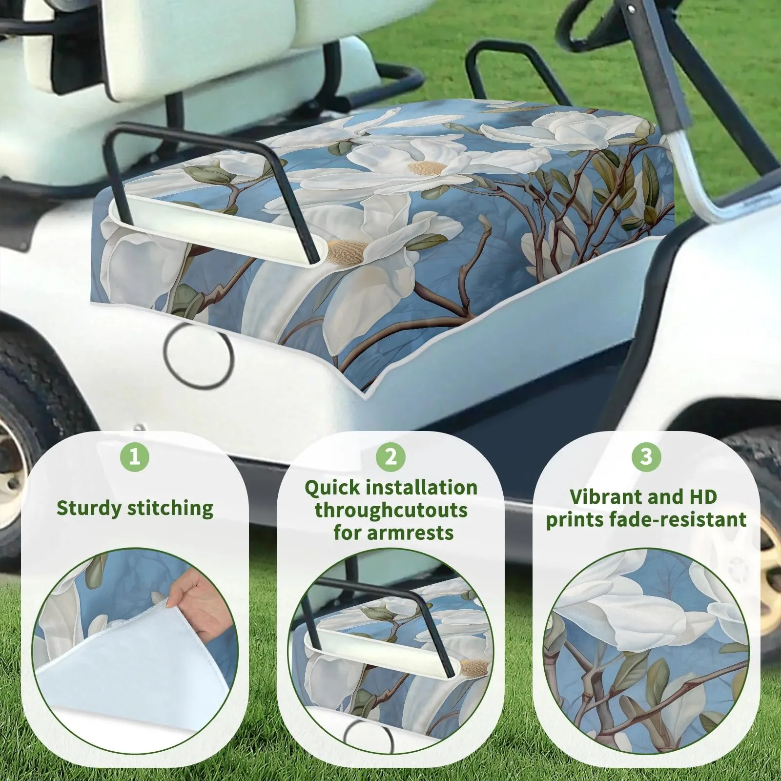 Tiveruda Floral Pattern Universal 51" x 31" Golf Cart Seat Cover image 3