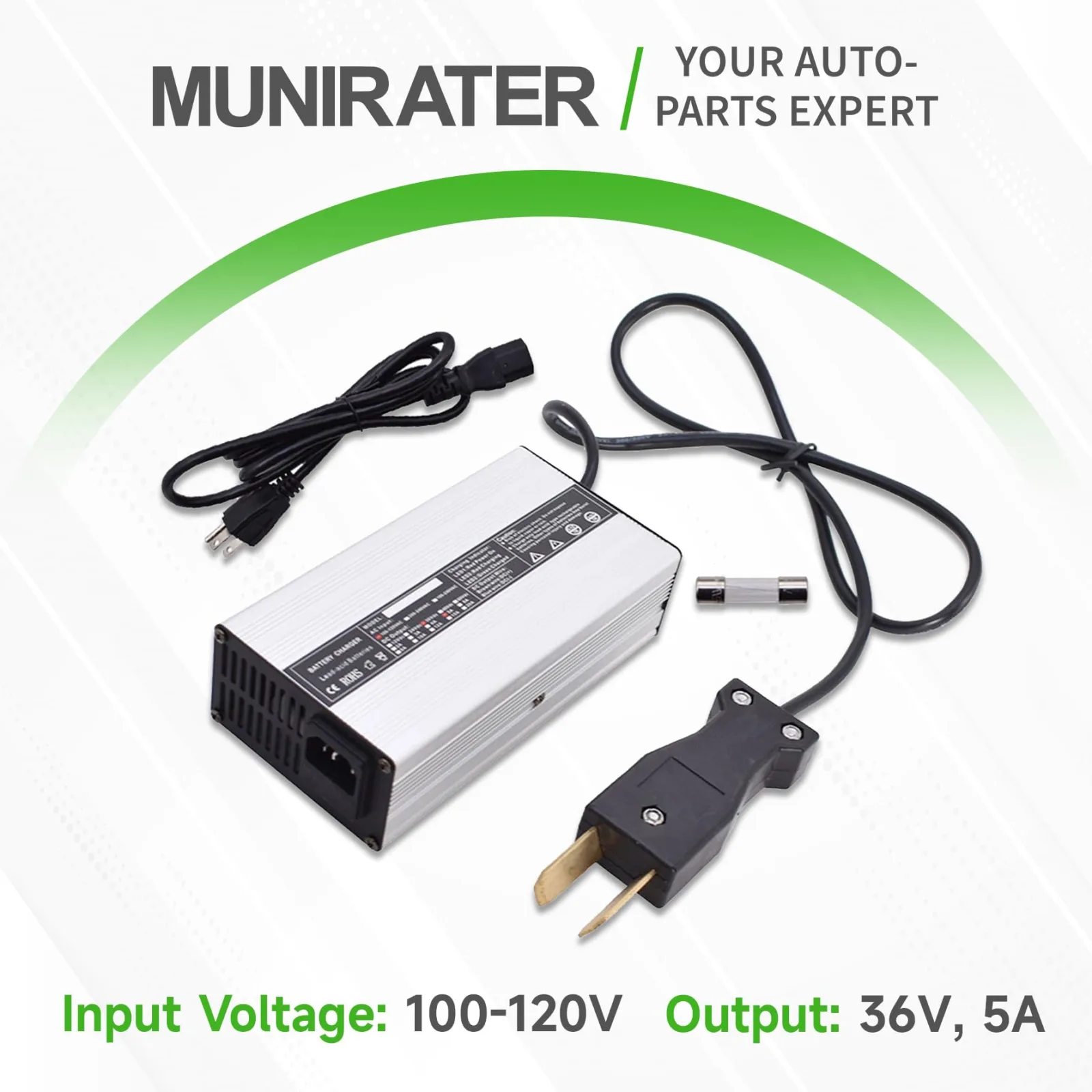 munirater 36V 5A Golf Cart Battery Charger image 3