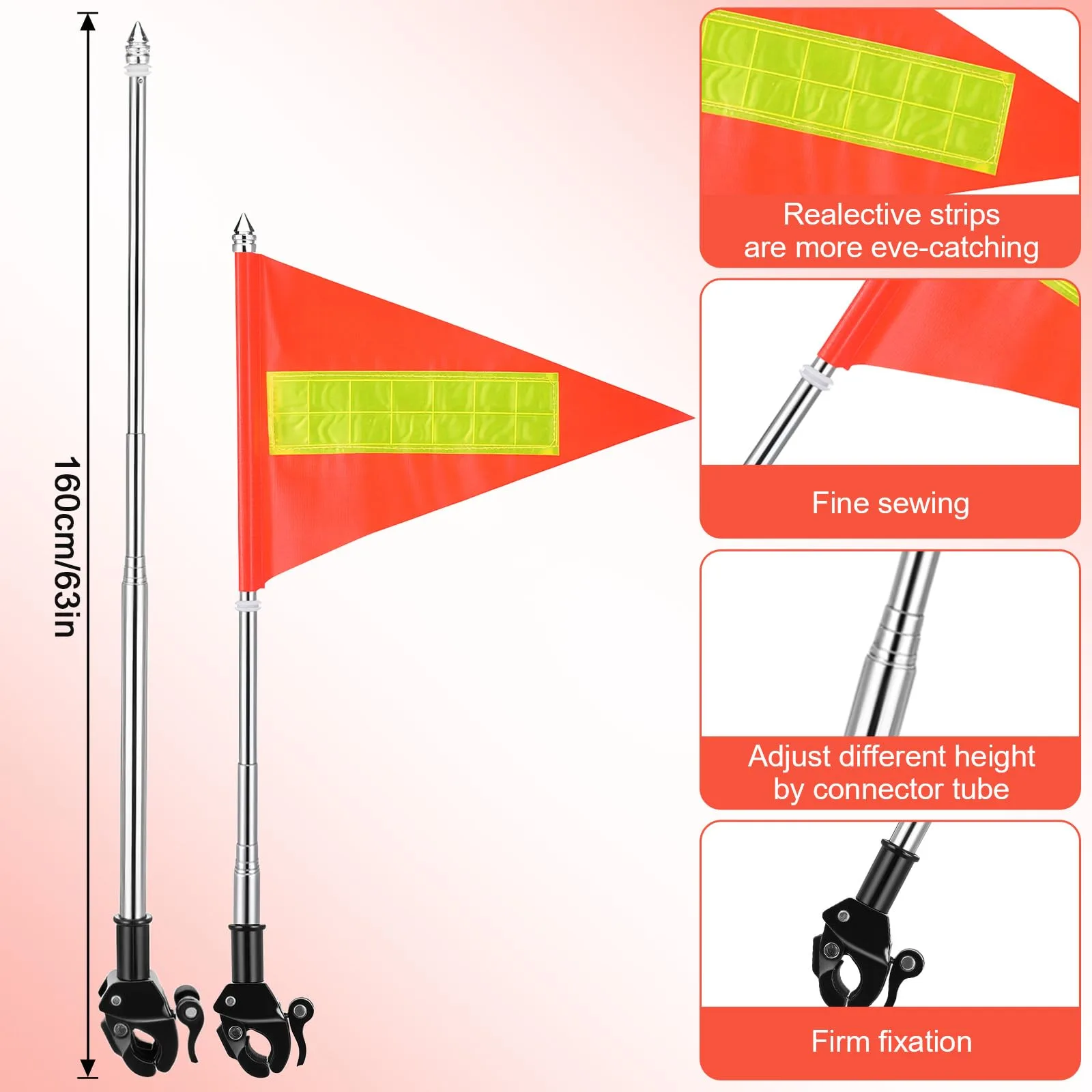 Kifmurase Reflective Telescopic Golf Cart Safety Flag – Orange image 3