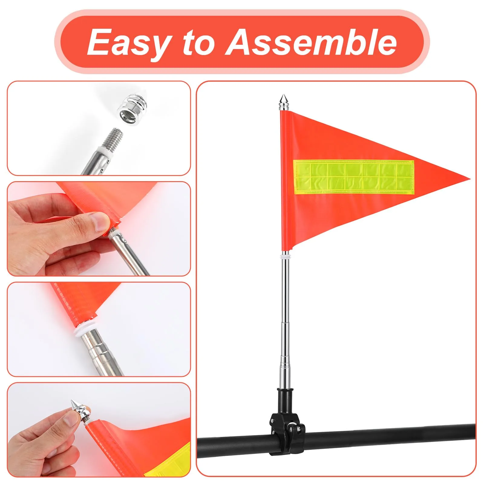 Kifmurase Reflective Telescopic Golf Cart Safety Flag – Orange image 4