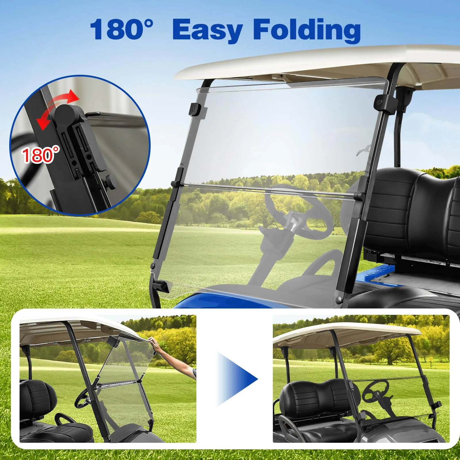 NOKINS Folding Windshield for Club Car Precedent, Onward image 2
