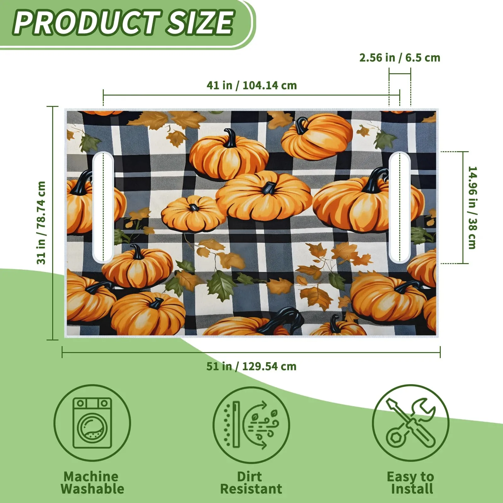 Tiveruda Pumpkin Plaid Universal 2-Person Golf Cart Seat Cover 51" x 31" image 2
