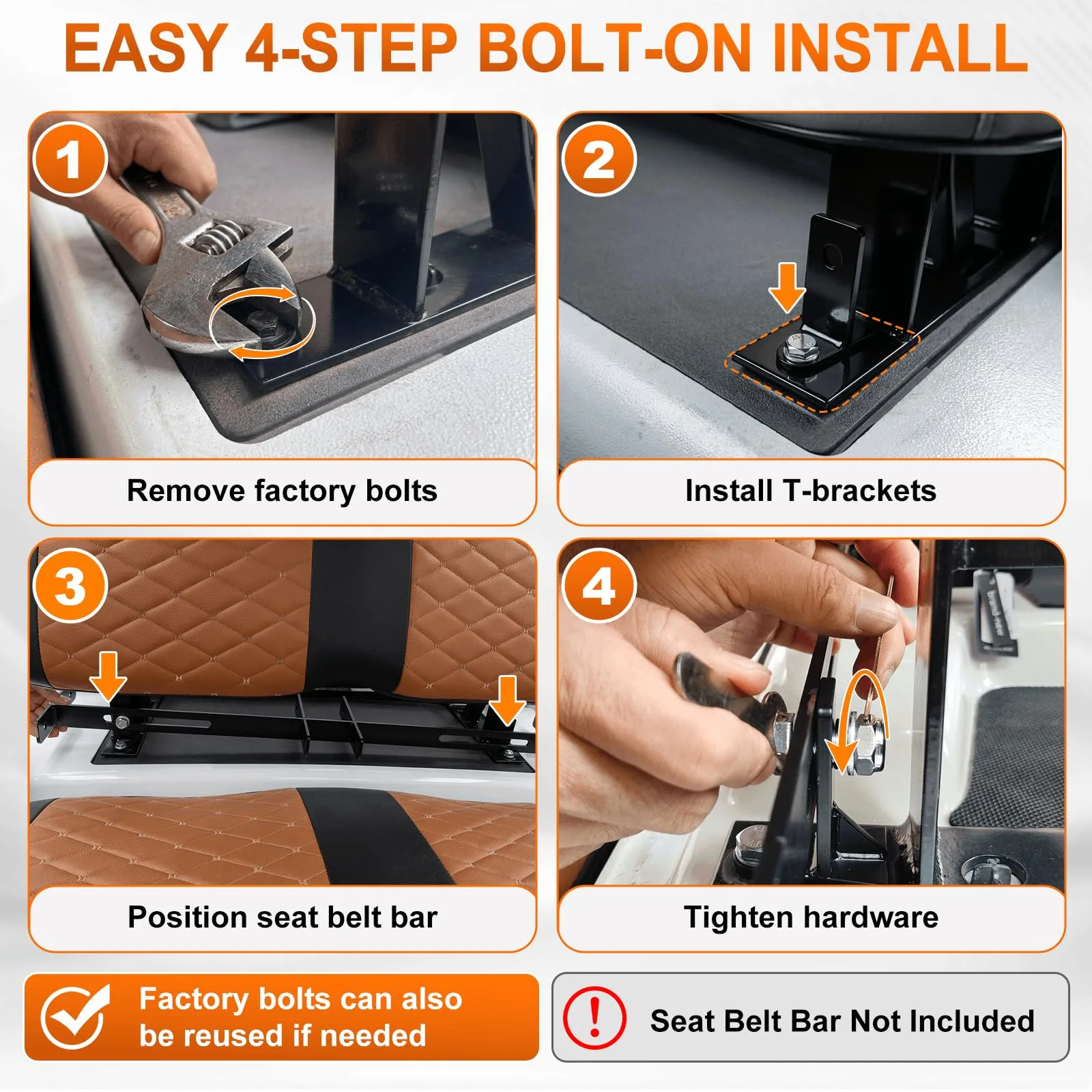 LEAPGOMAX LP-S001 Seat Belt Bracket Kit for Club Car image 4