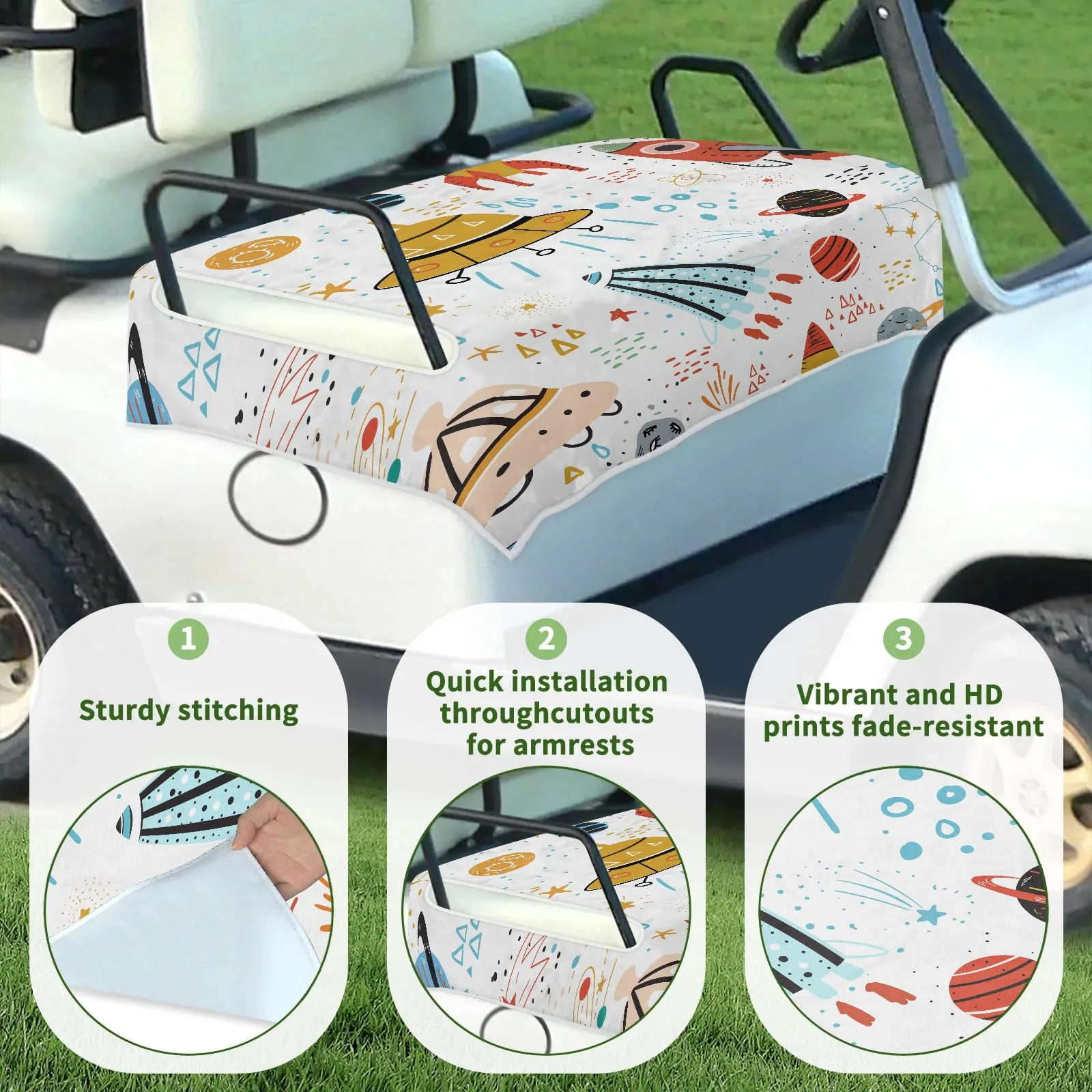 Tiveruda Rocket Golf Cart Seat Cover for Double Seats image 3