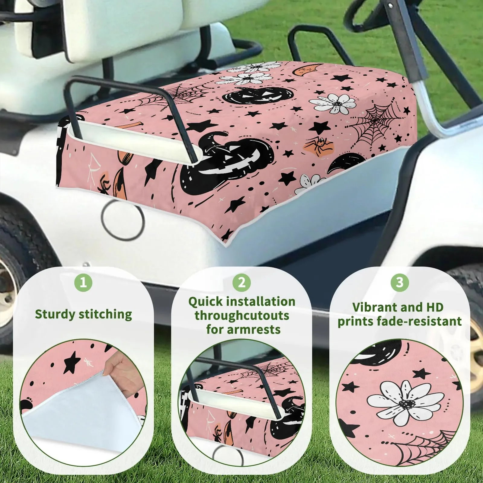 Tiveruda Pink Halloween Ghost Golf Cart Seat Cover image 3