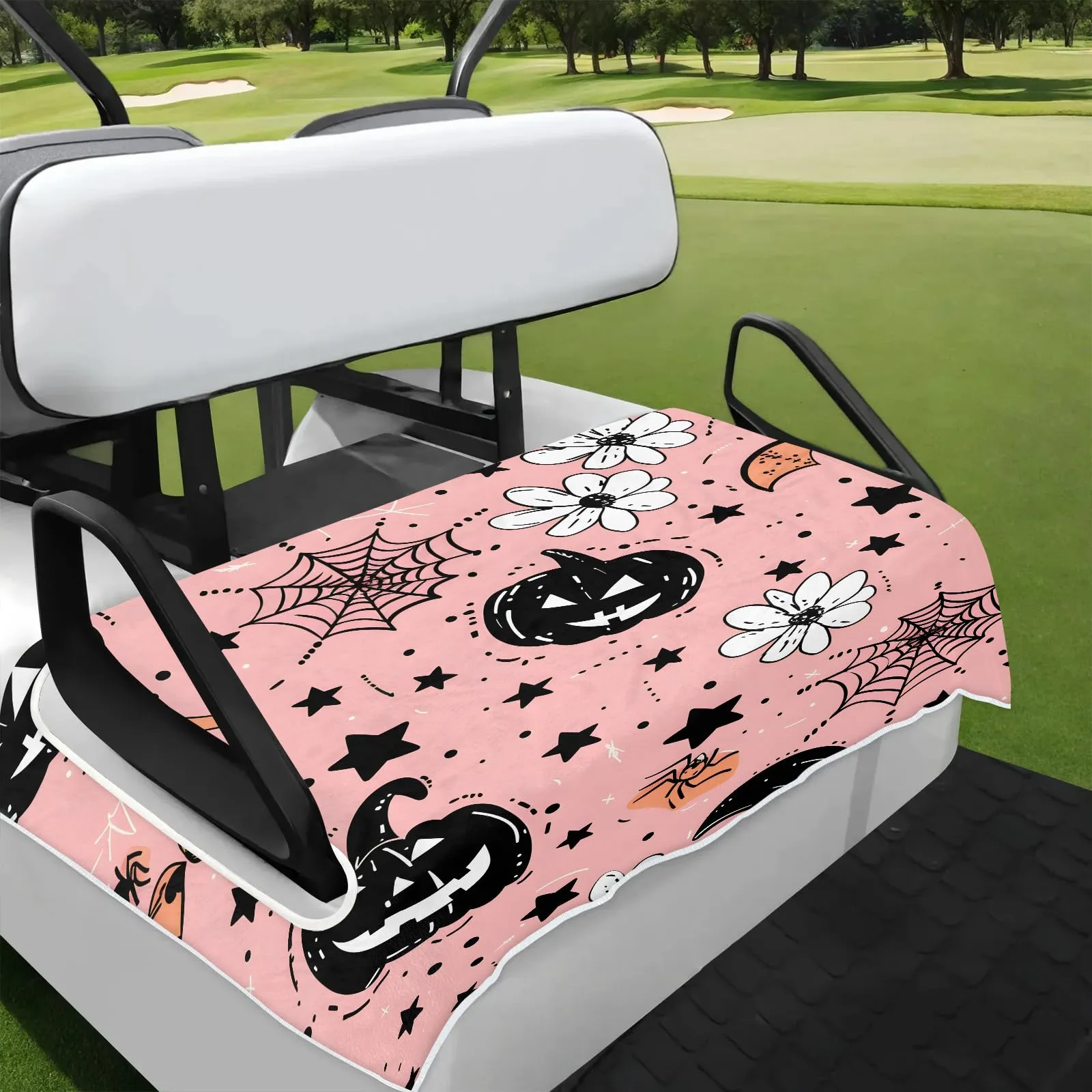 Tiveruda Pink Halloween Ghost Golf Cart Seat Cover
