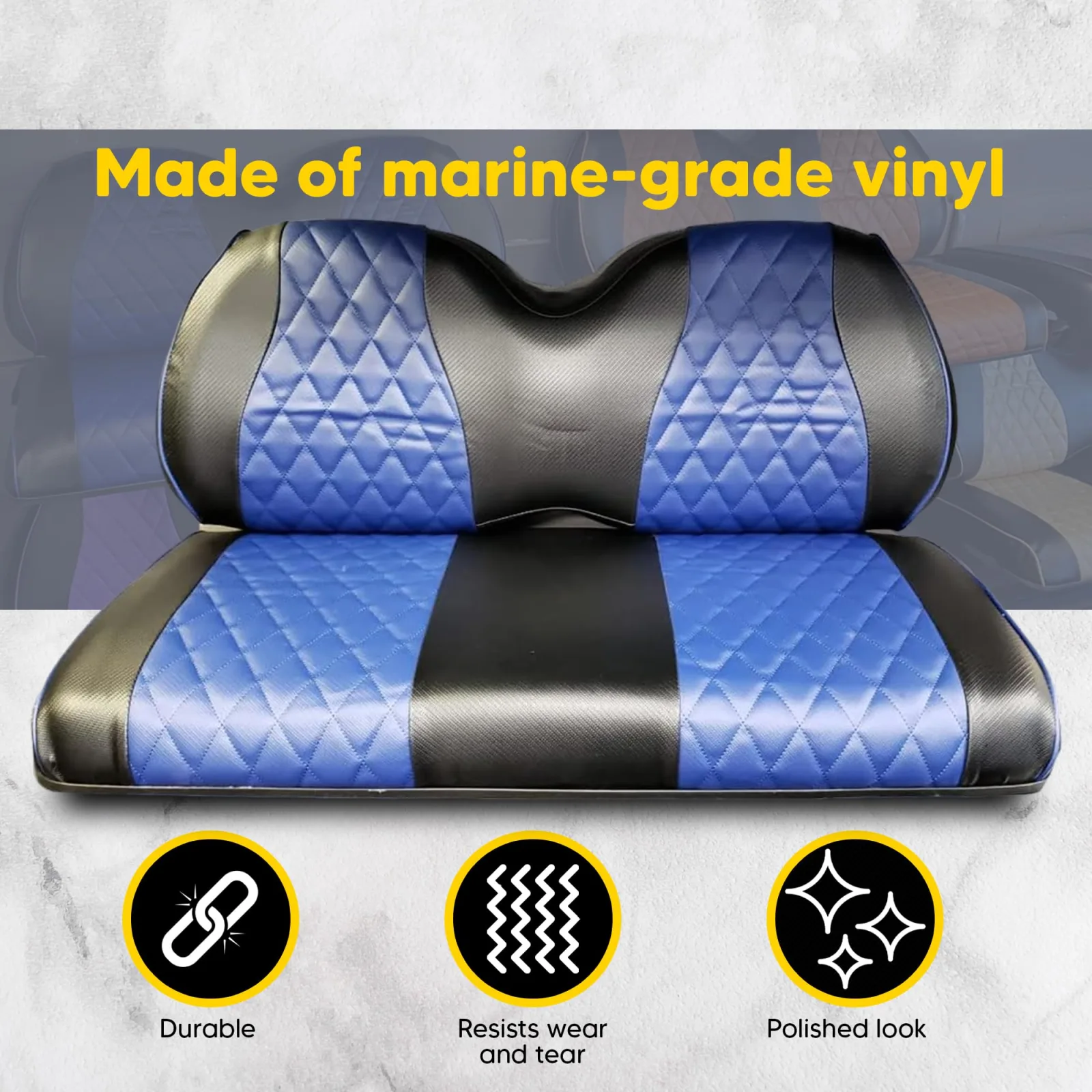 A-2-Z Diamond Golf Cart Seat Covers for Club Car DS image 2