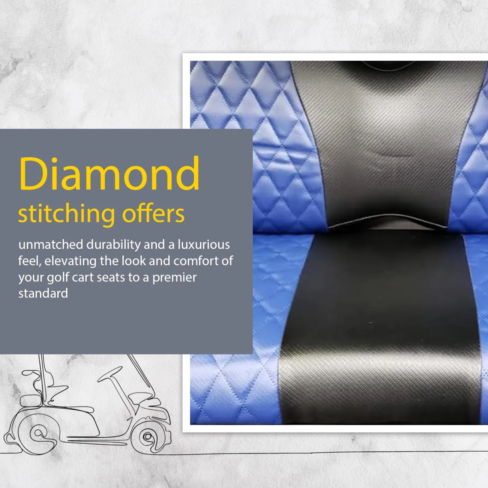 A-2-Z Diamond Golf Cart Seat Covers for Club Car DS image 3
