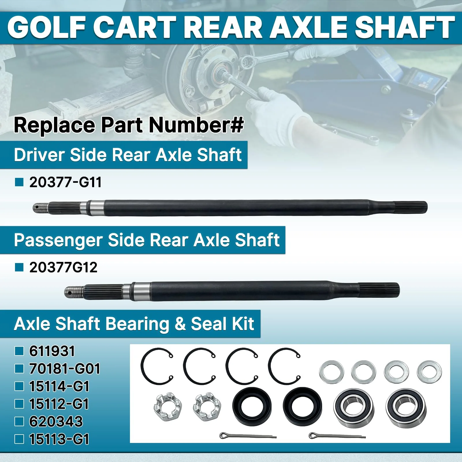 JUNHEKJ Rear Axle Shaft Kit for E-Z-GO TXT, Medalist image 2