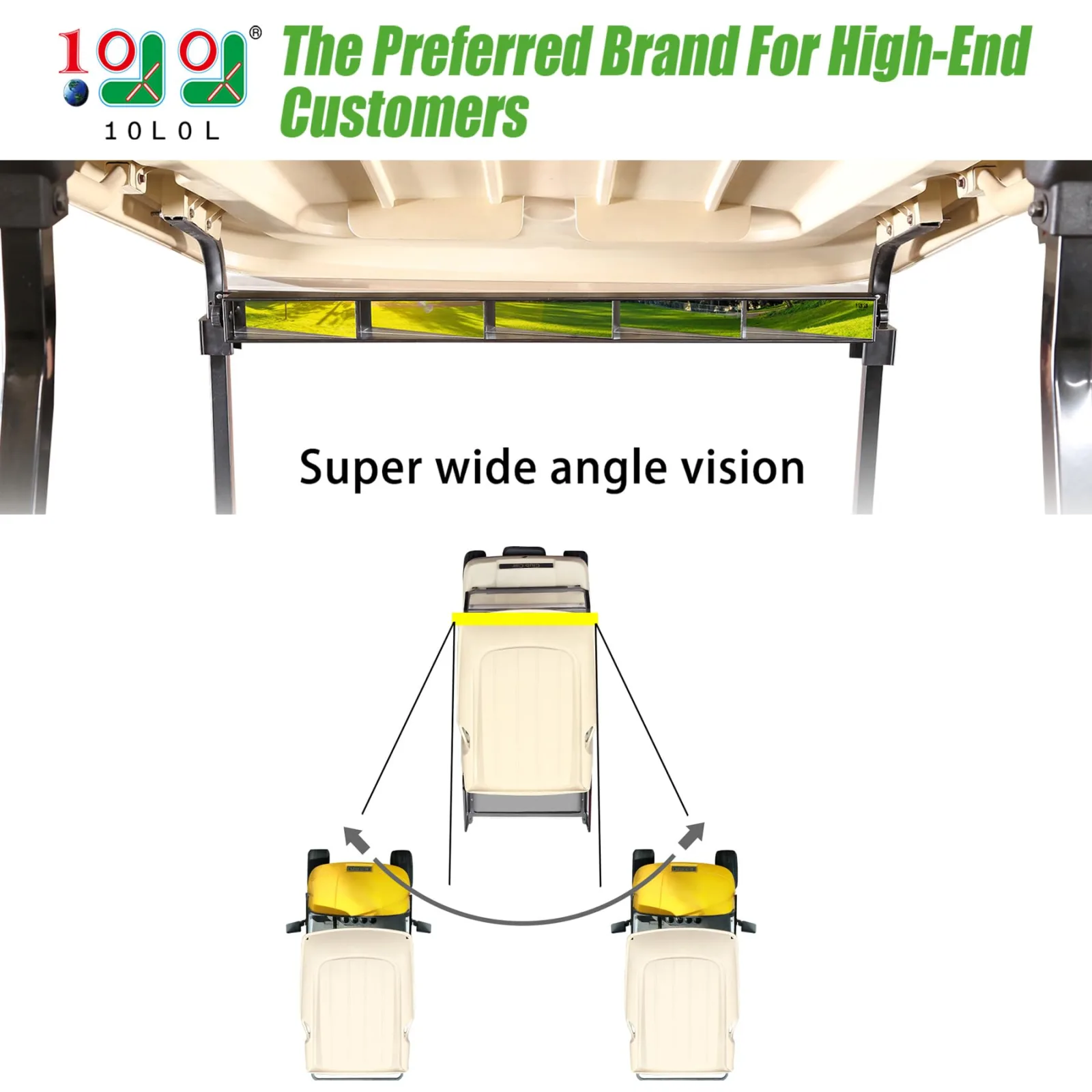 10L0L ACC-F56-D 5-Panel Golf Cart Rear View Mirror image 2