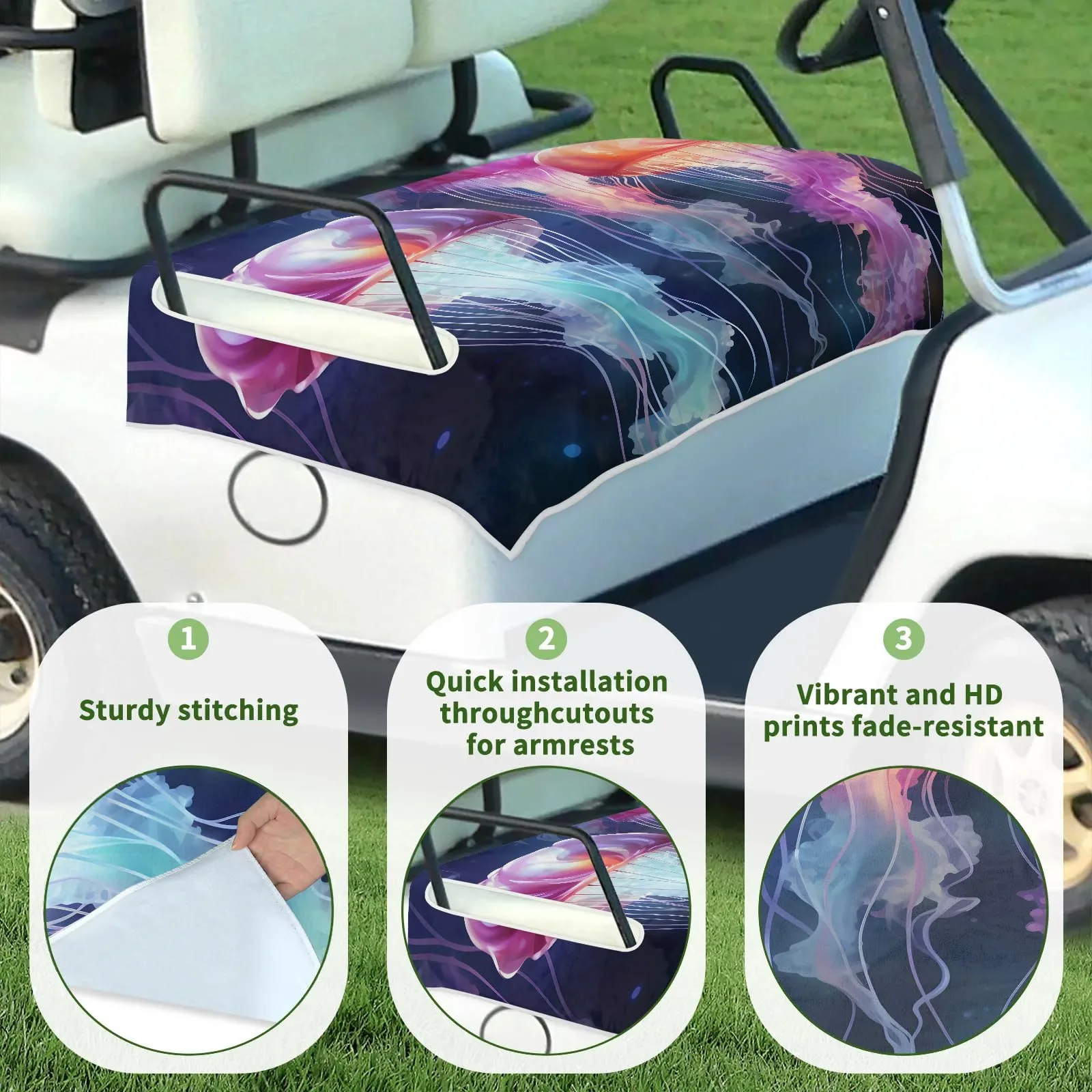 Tiveruda Jellyfish Golf Cart Seat Cover, 51 x 31 in image 3
