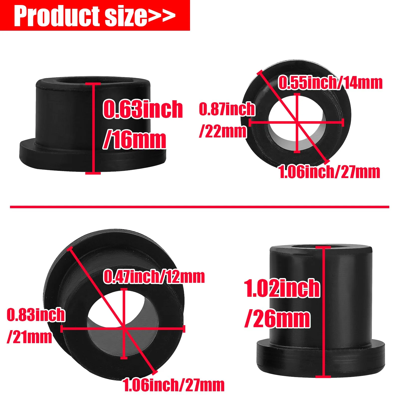 SOAJEE Rear Leaf Spring Bushing Kit for Club Car DS and EZGO TXT image 2