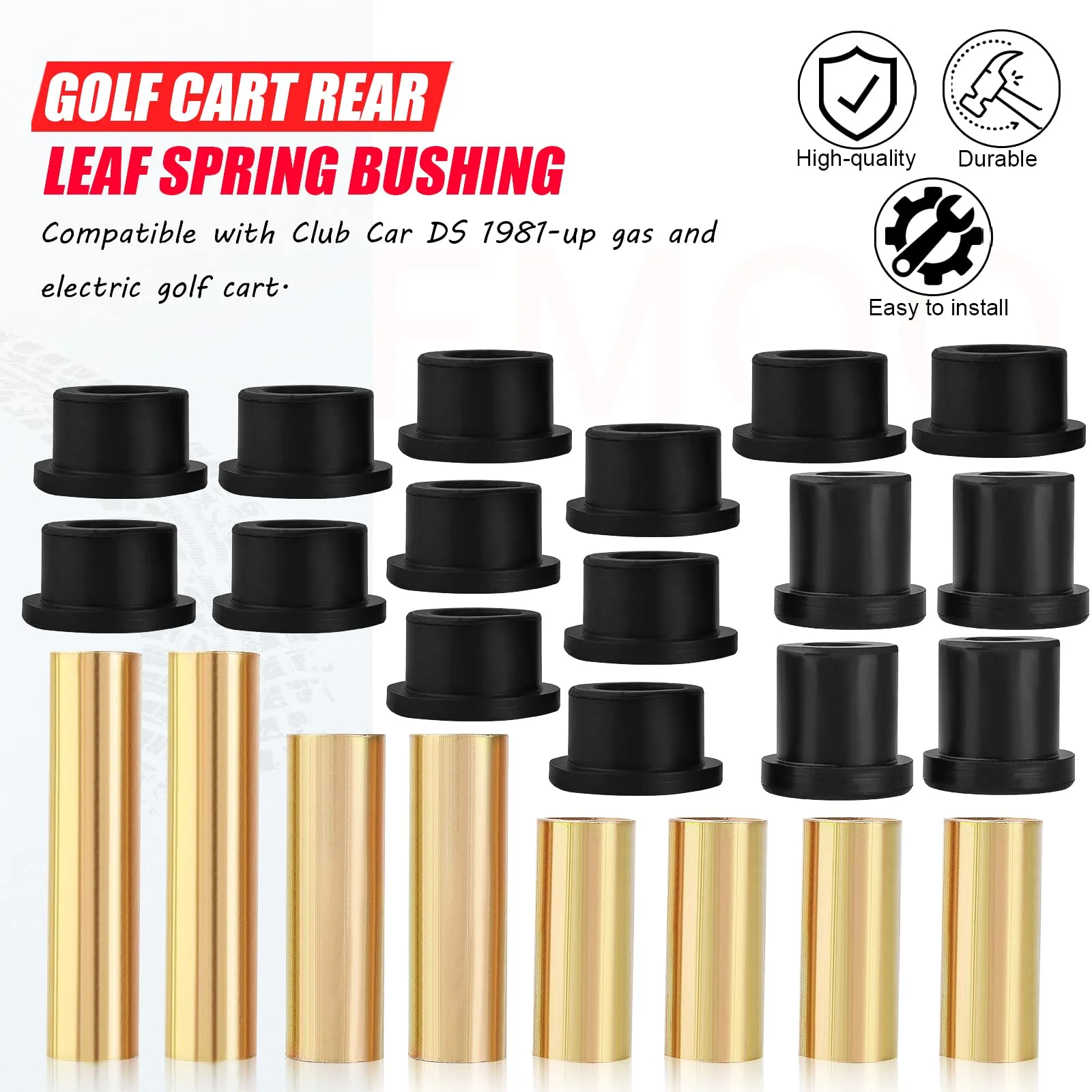 SOAJEE Rear Leaf Spring Bushing Kit for Club Car DS and EZGO TXT image 4