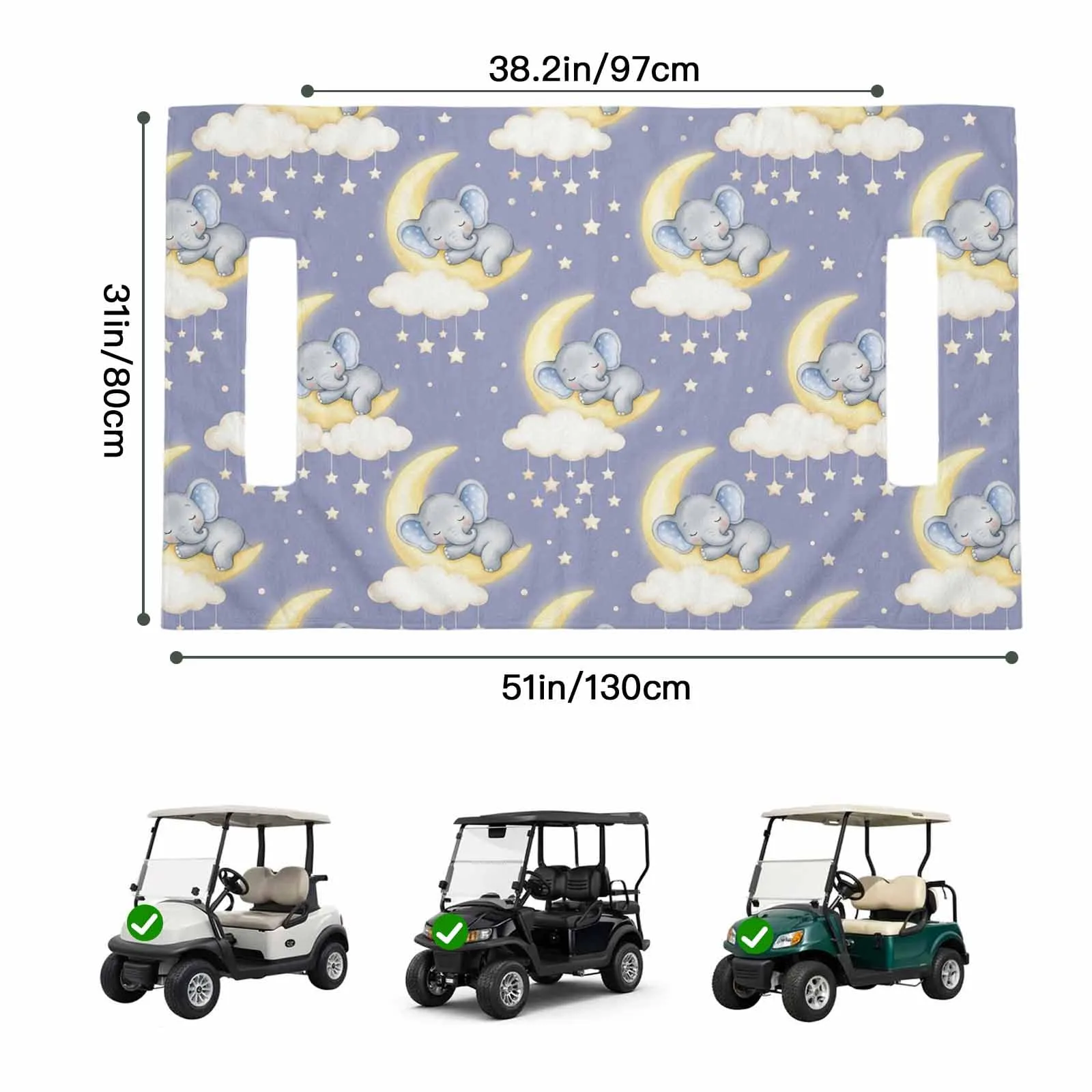 Trosturdspn Dreamy Elephants Golf Cart Seat Cover Blanket image 2
