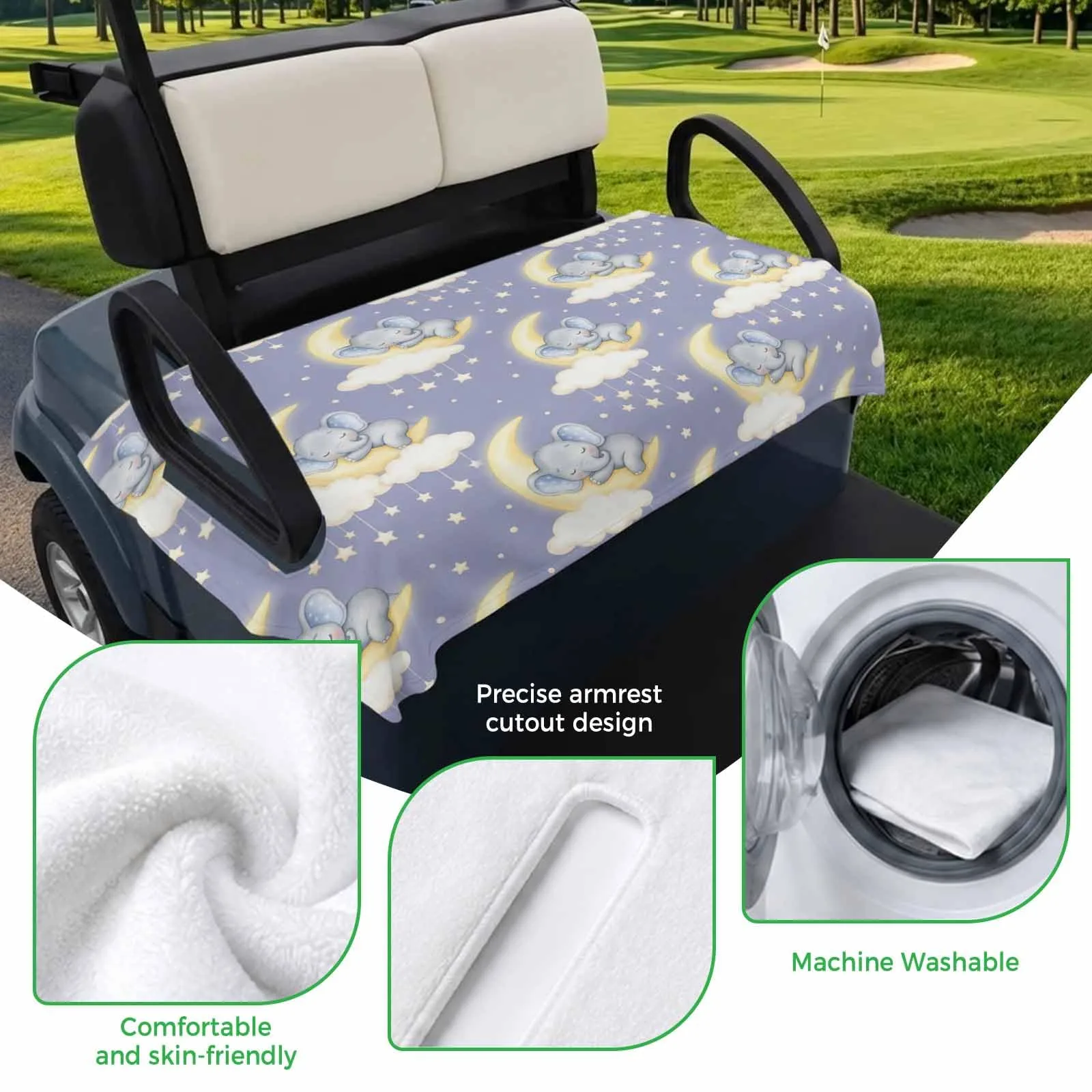 Trosturdspn Dreamy Elephants Golf Cart Seat Cover Blanket image 3