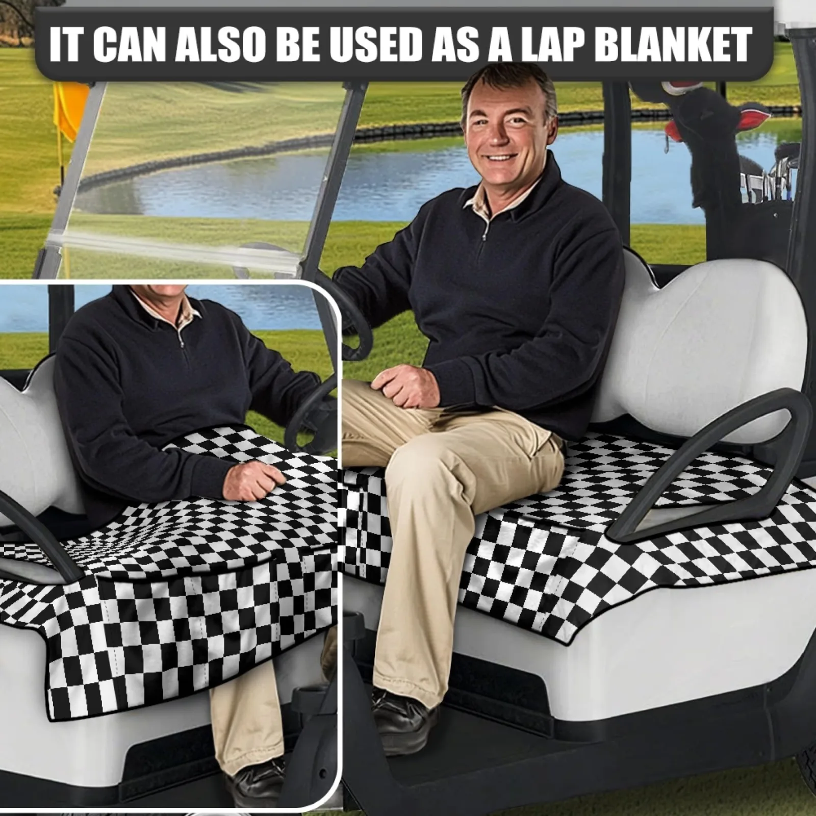 Generic Black & White Checkered Universal Golf Cart Seat Cover 856753 image 4