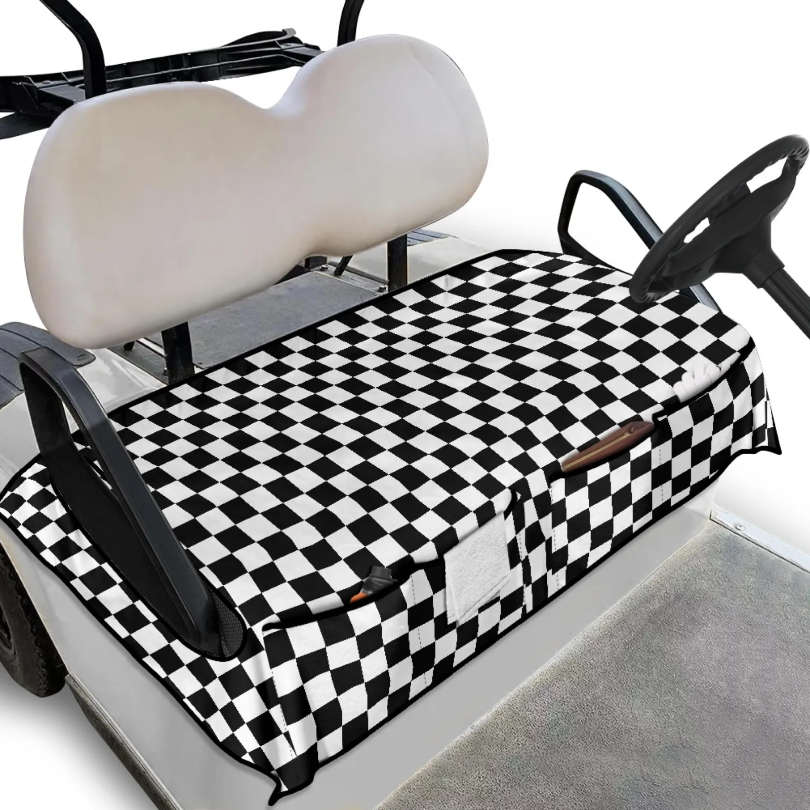 Generic Black & White Checkered Universal Golf Cart Seat Cover 856753