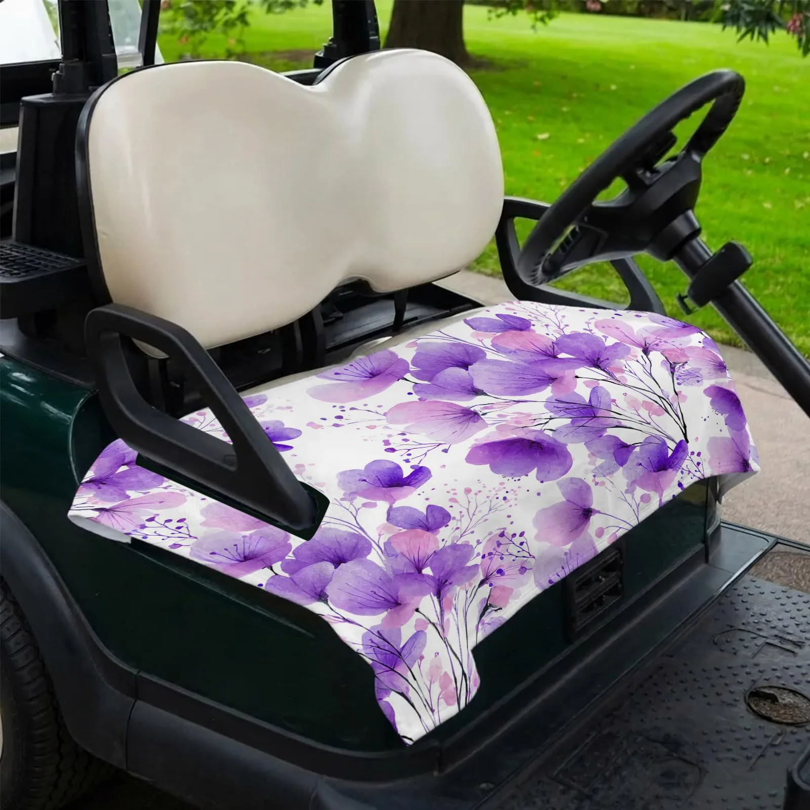 DecorLovee Purple Floral Golf Cart Seat Cover 51 x 31 in image 2
