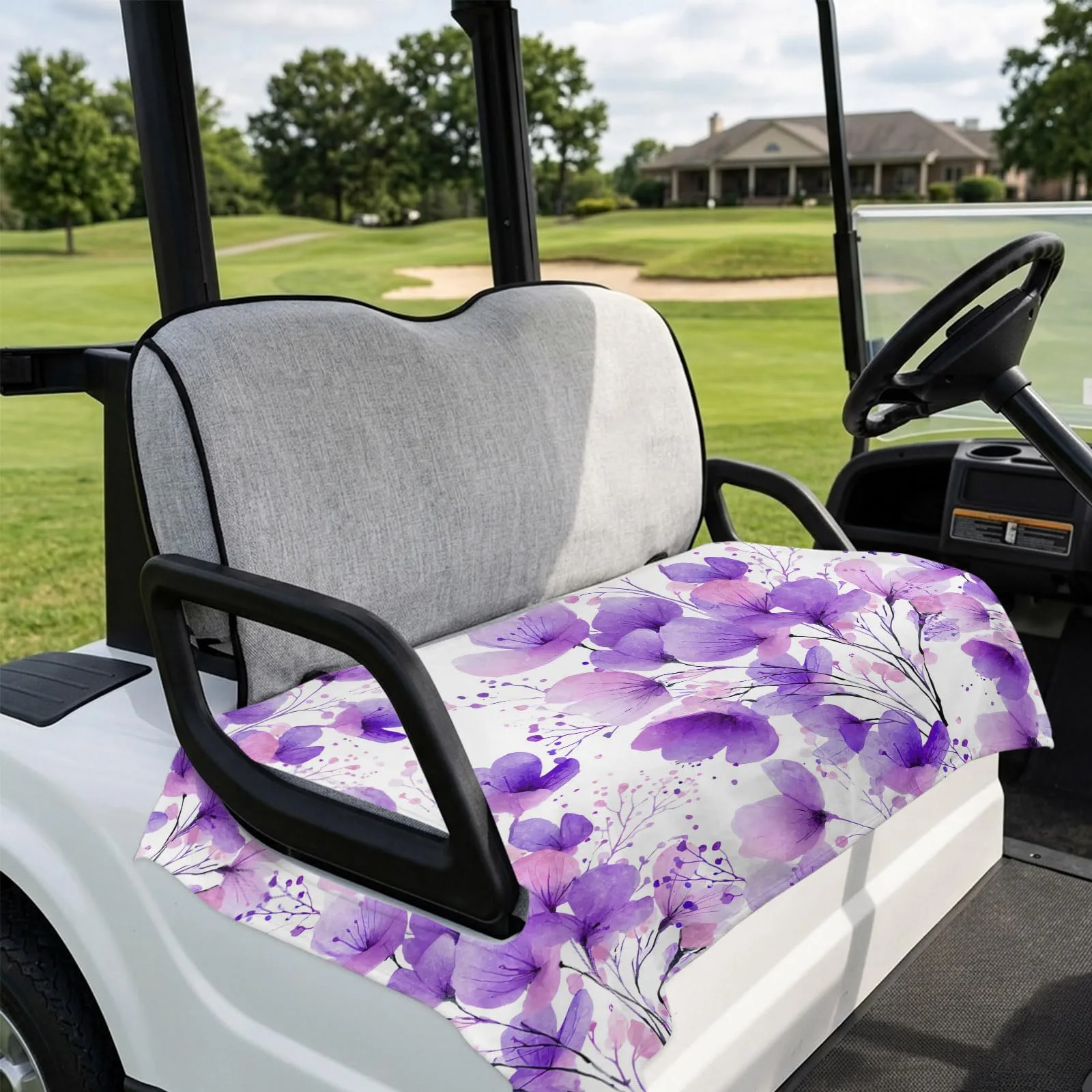 DecorLovee Purple Floral Golf Cart Seat Cover 51 x 31 in image 3